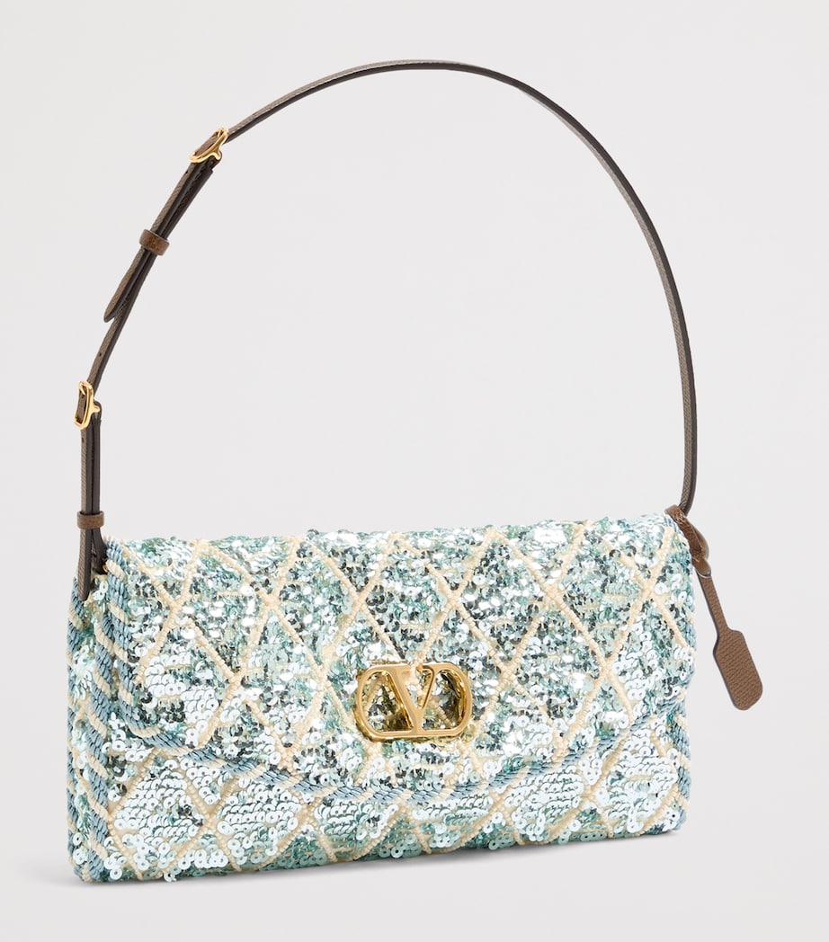 Valentino Garavani Sequinned DeVain Shoulder Bag Image 3