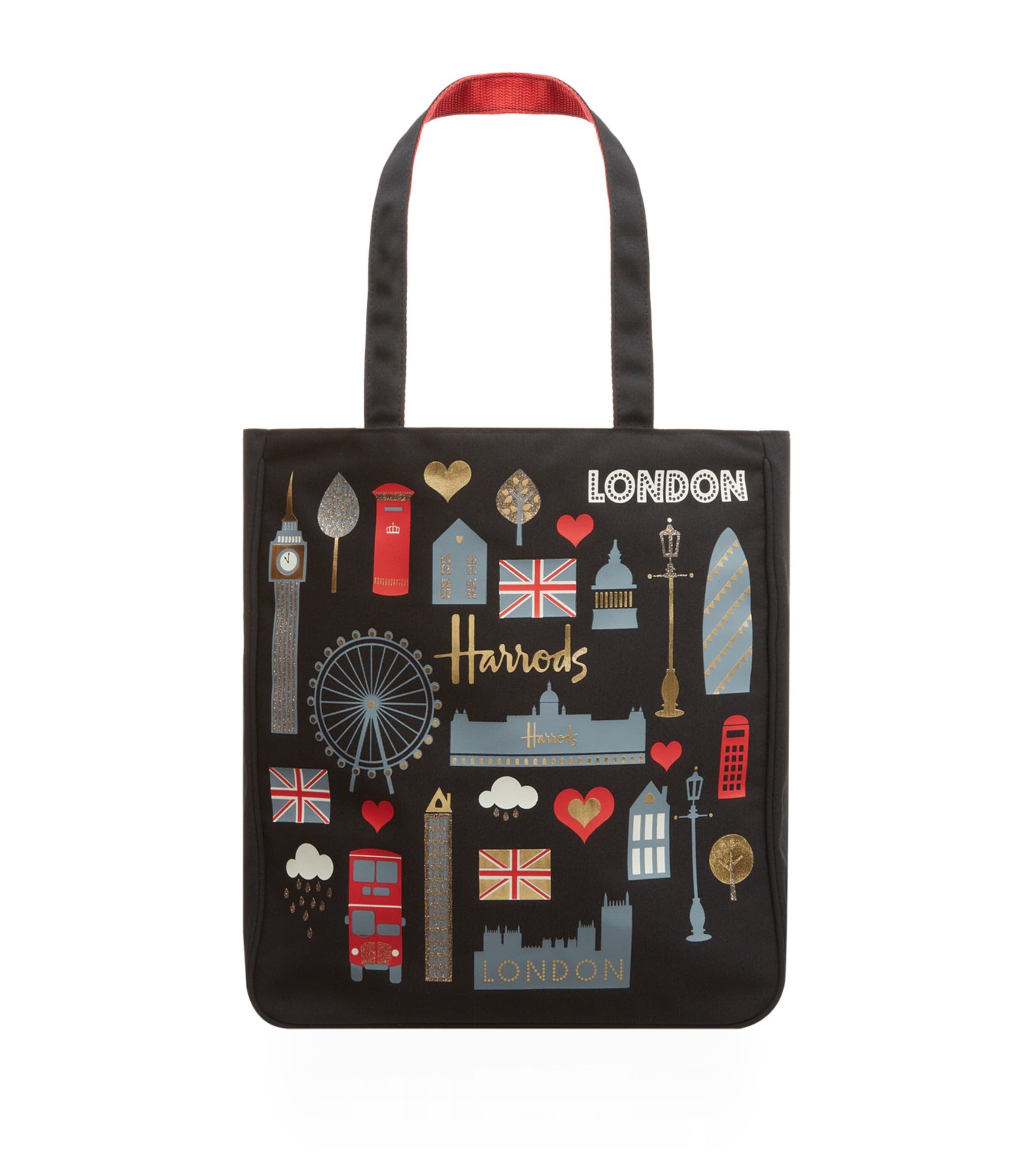 Harrods London Glitter Tote Bag In Black