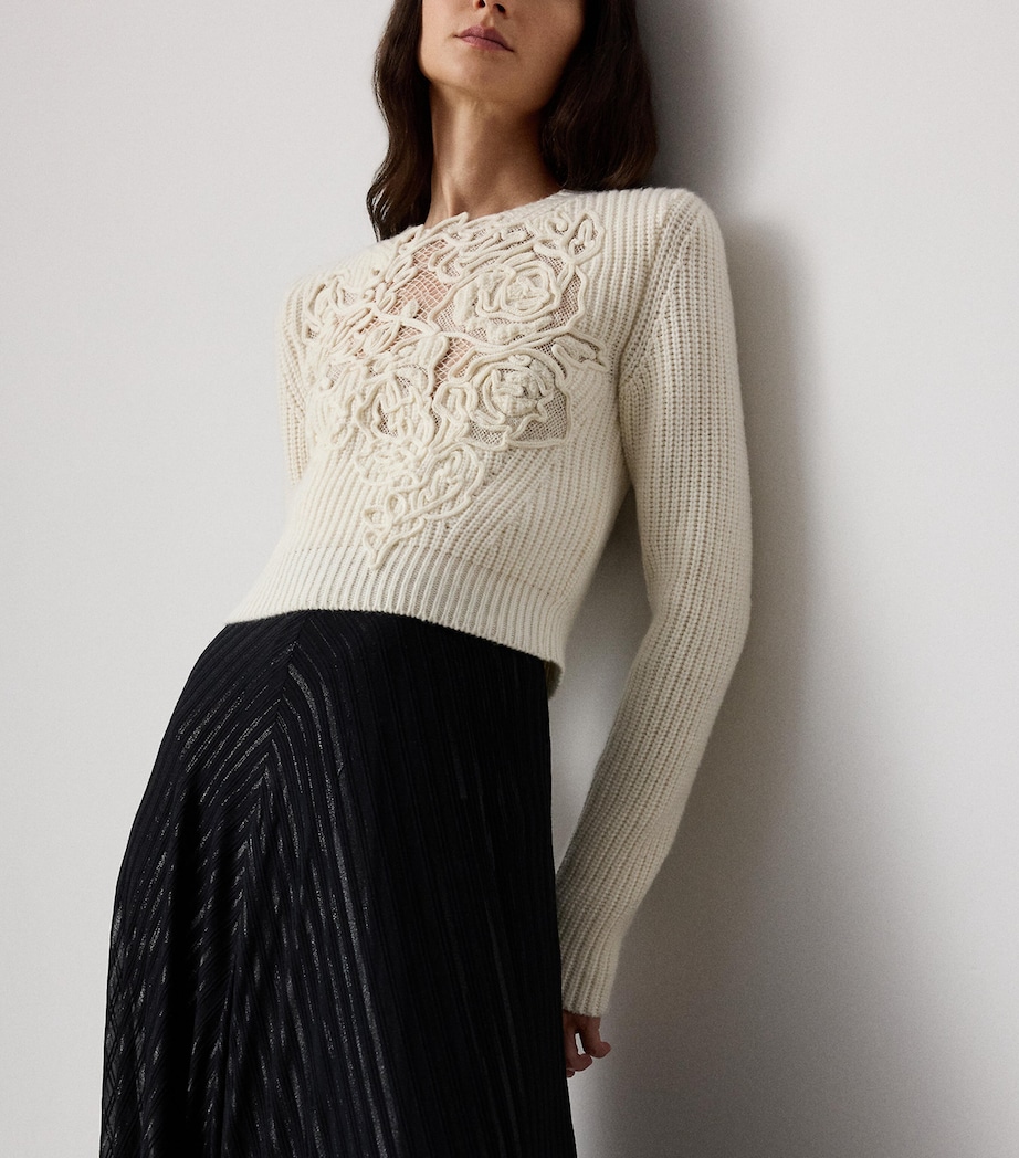Cashmere Floral Sweater CREAM Image 5