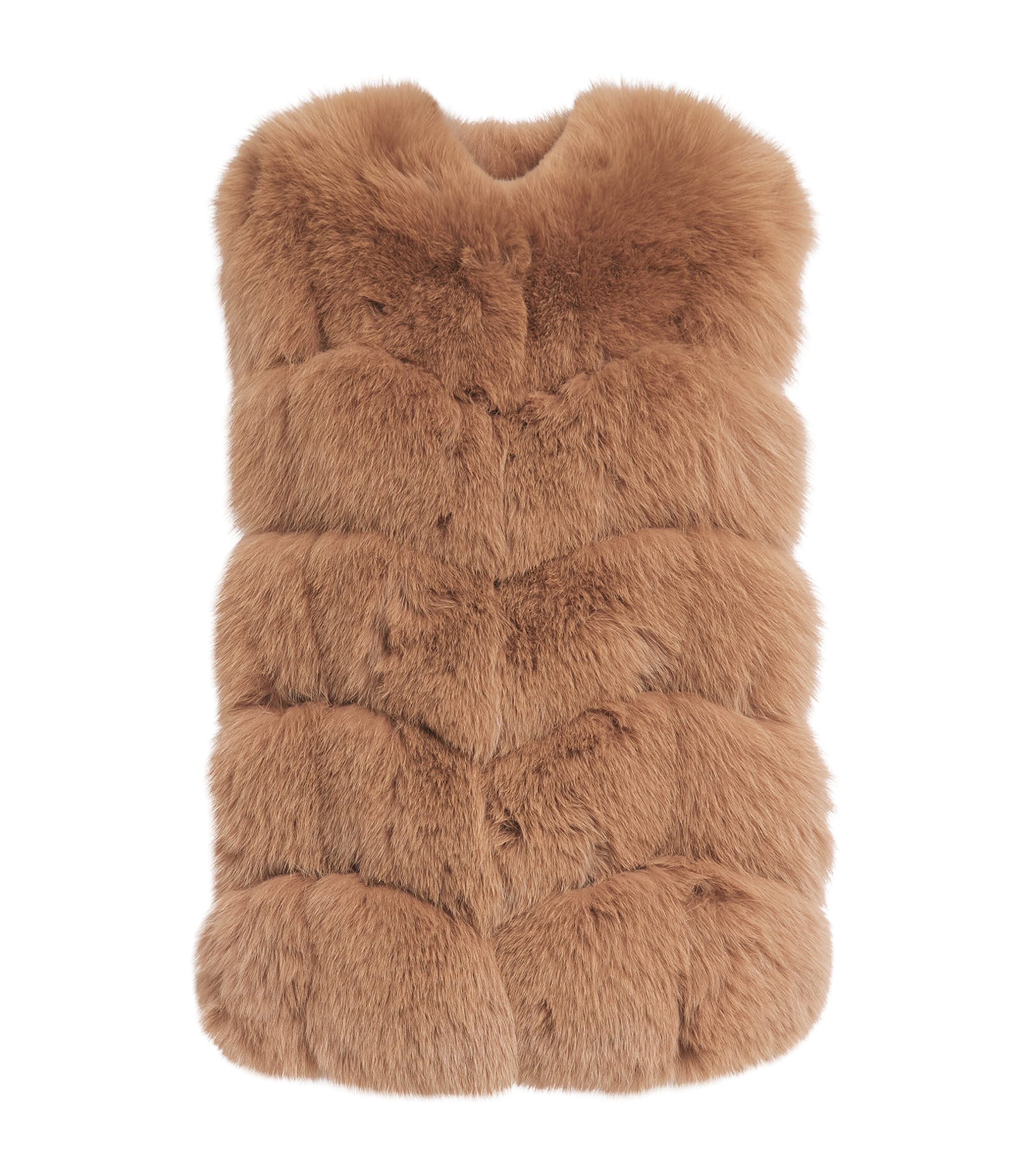 Yves Salomon Fox Fur Herringbone Gilet In Brown