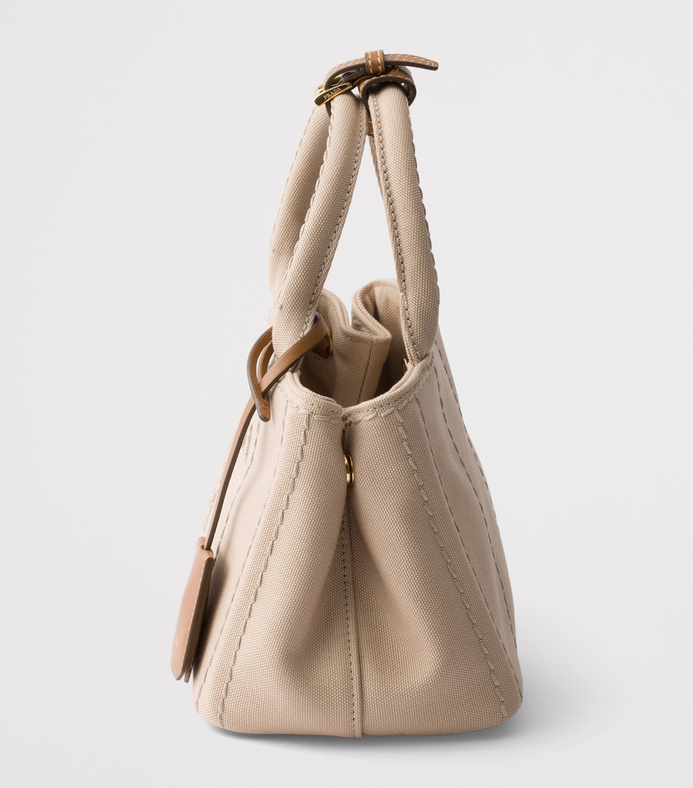 Prada Small Canvas Jardinière Top-Handle Bag Neutral Image 5