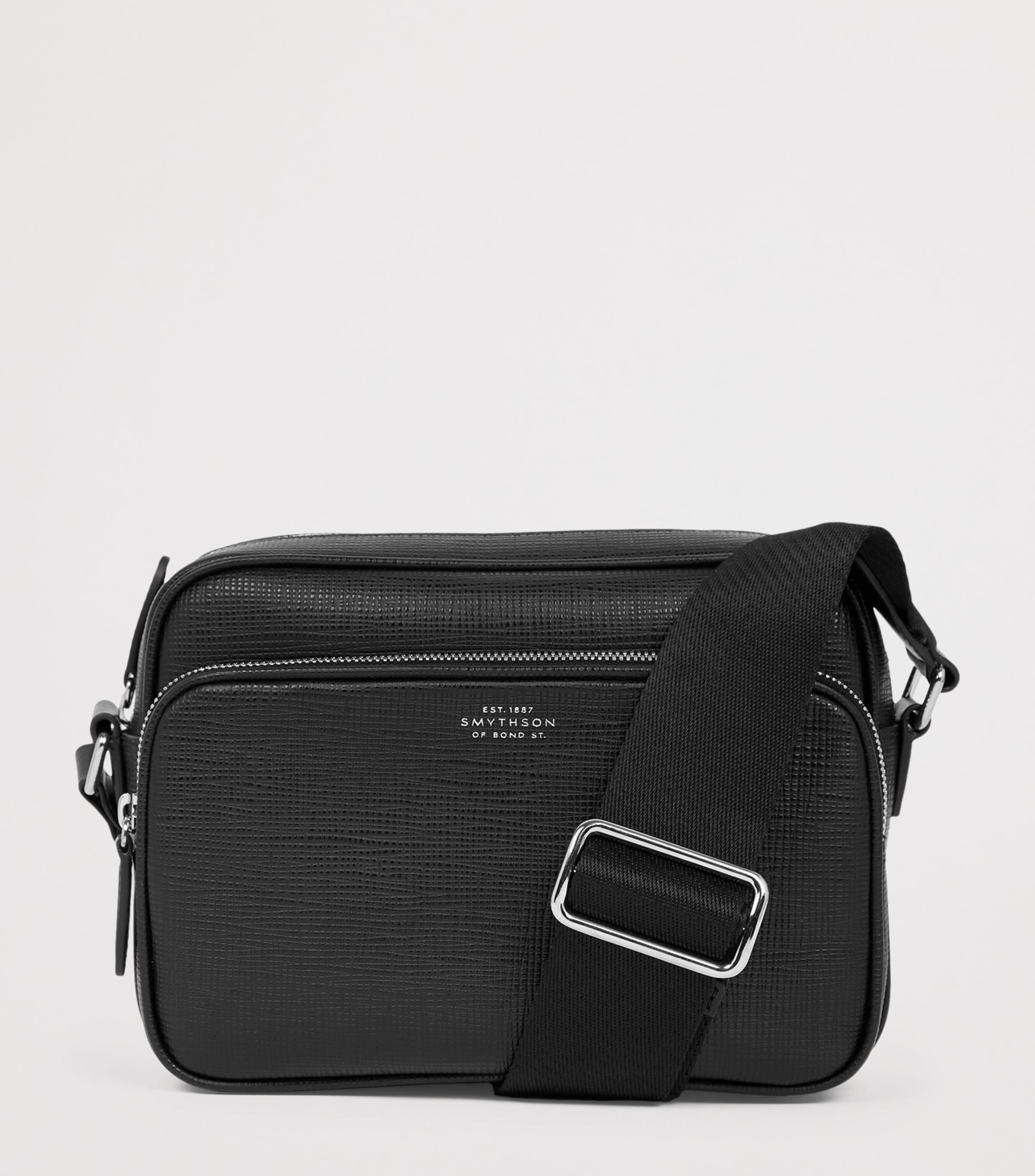 Smythson Leather Panama Cross-Body Bag Black Image 3