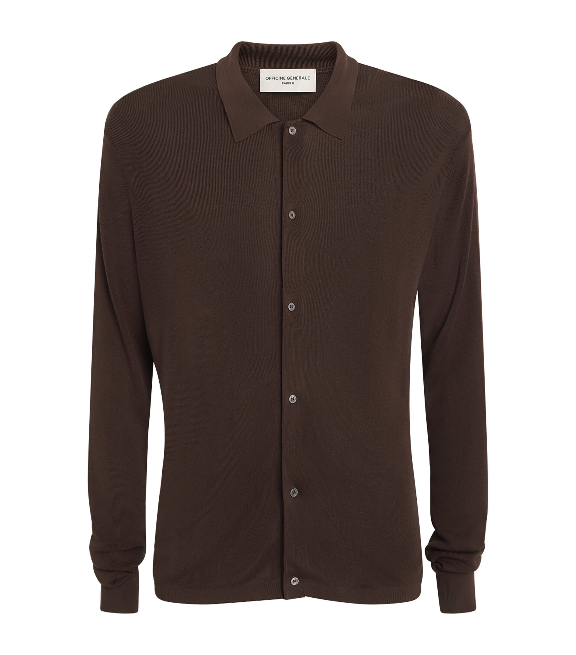 Officine Generale Collared Cardigan In Brown