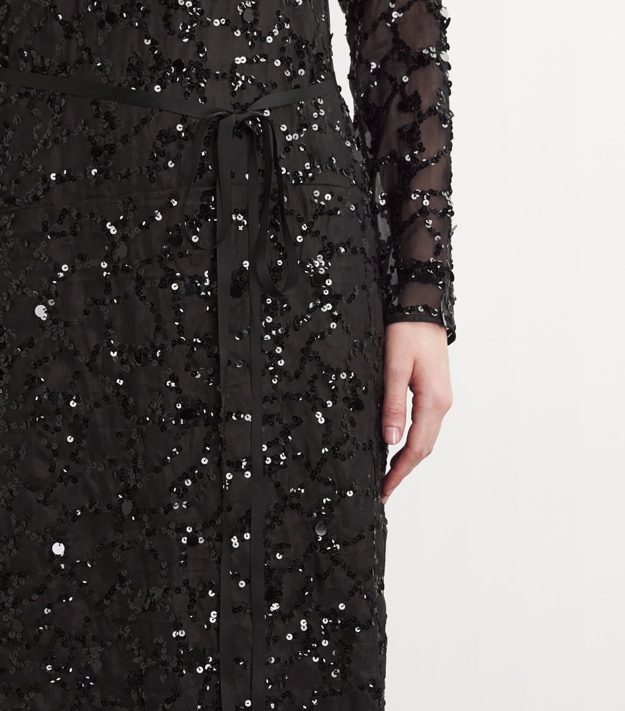 Fabiana Filippi Womens Silk Sequin-Embroidered Midi Dress Nero Image 6