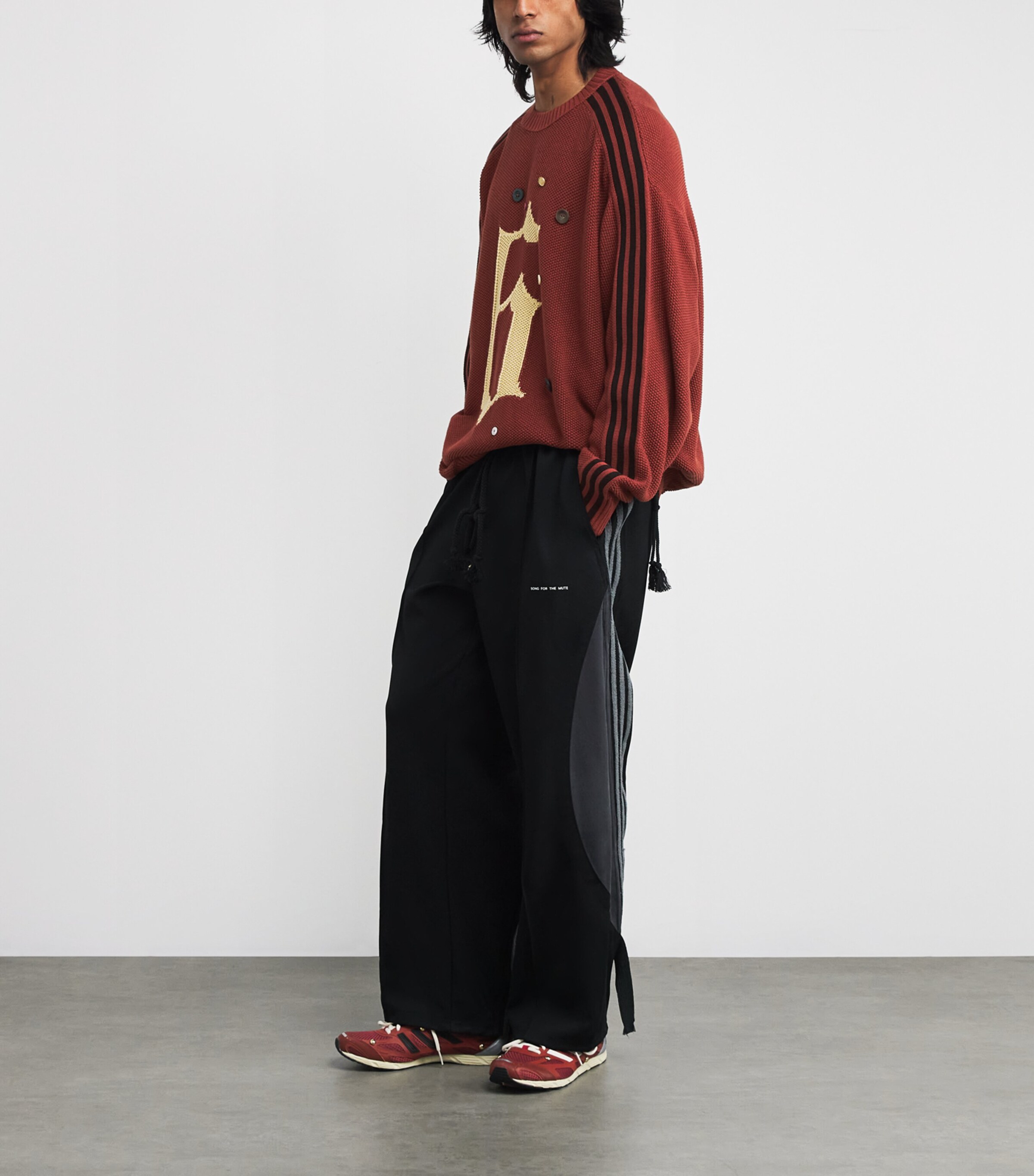 Originals x Song for the Mute Cotton Knit Button Sweater RED Image 2