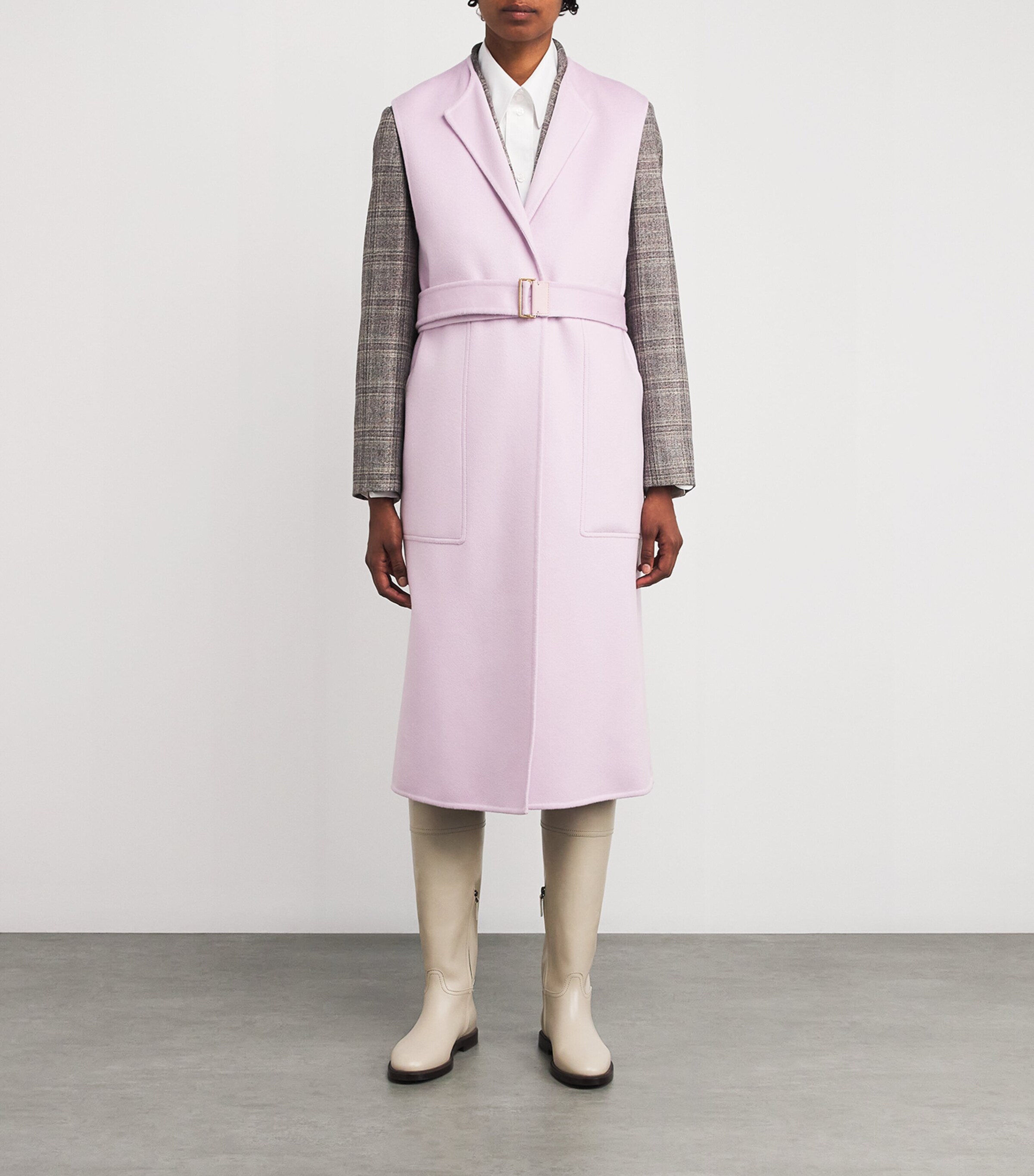 Agnona Womens Cashmere Sleeveless Coat Pink Lilium Image 3
