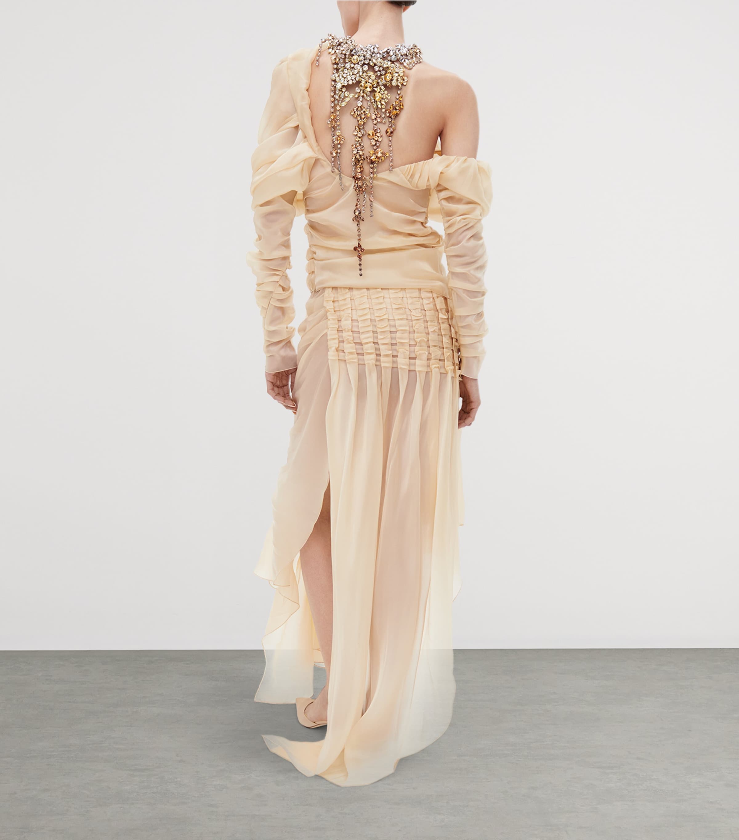 Schiaparelli Womens Sheer Trompe-l'Oeil Blouse Nude Image 3