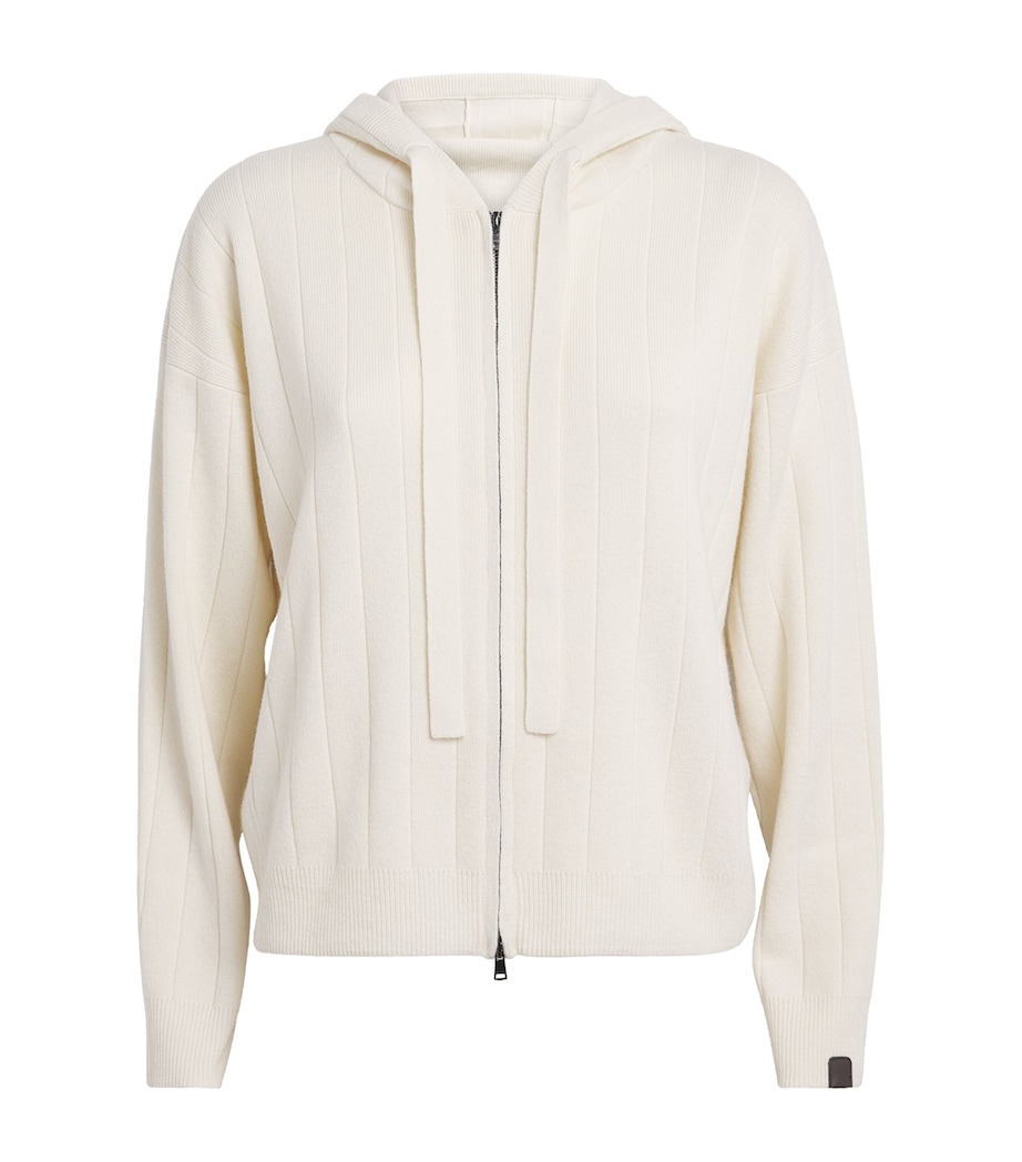 Cashmere Zip-Up Hoodie WHITE Image 1