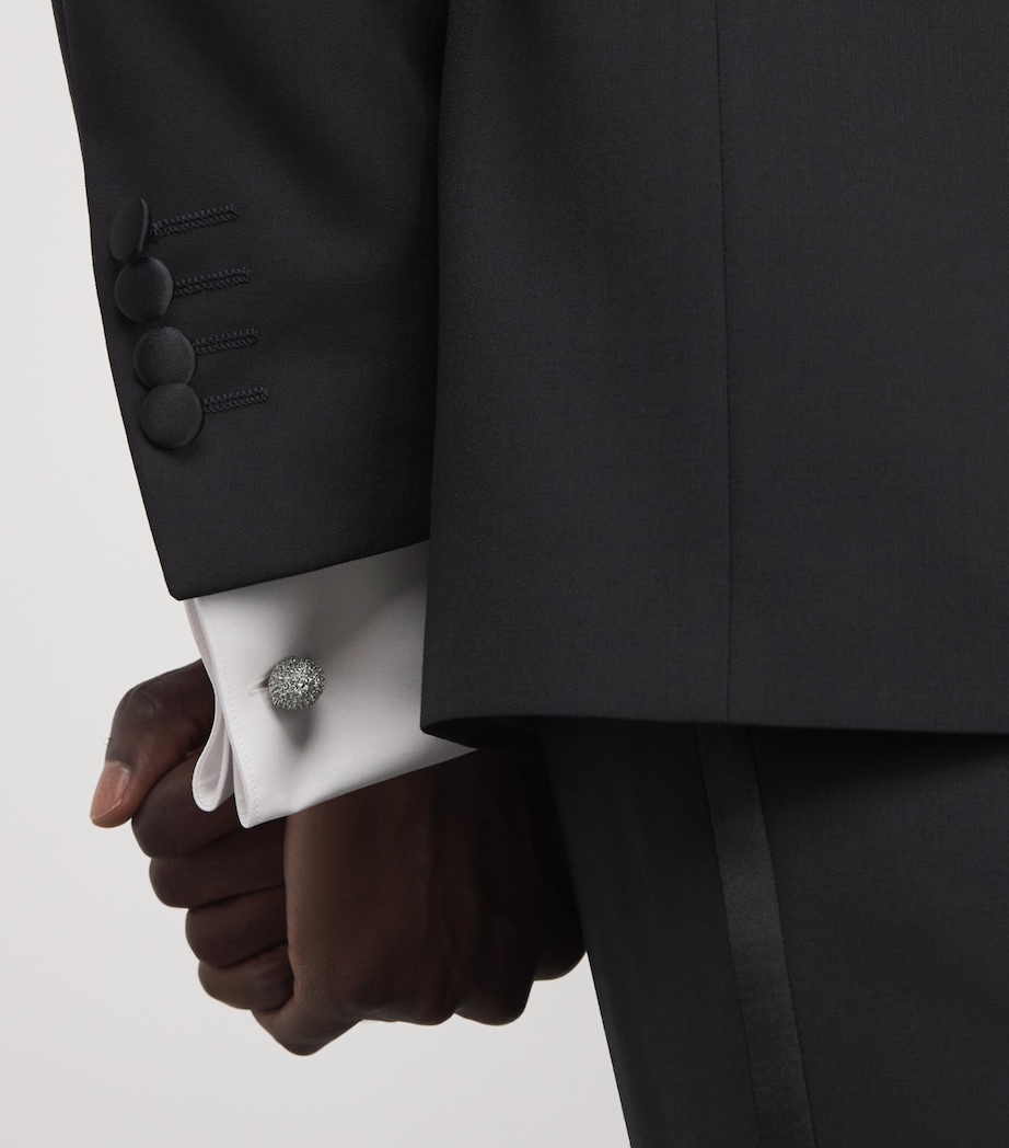Palladium-Plated and Swarovski Crystal Hedgehog Cufflinks WHITE Image 2