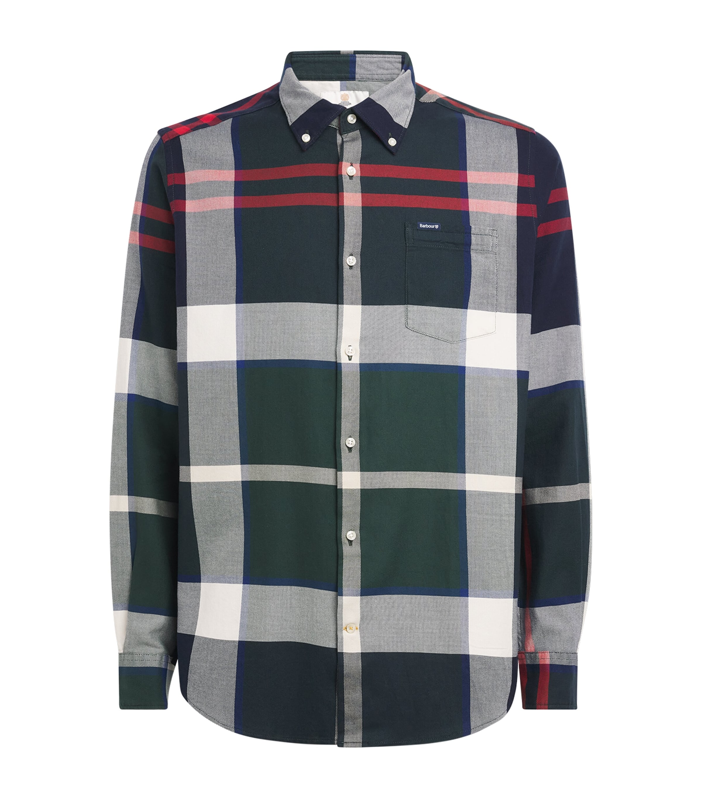 Barbour Mens Cotton Tartan Dunoon Shirt Evergreen Tartan Image 1