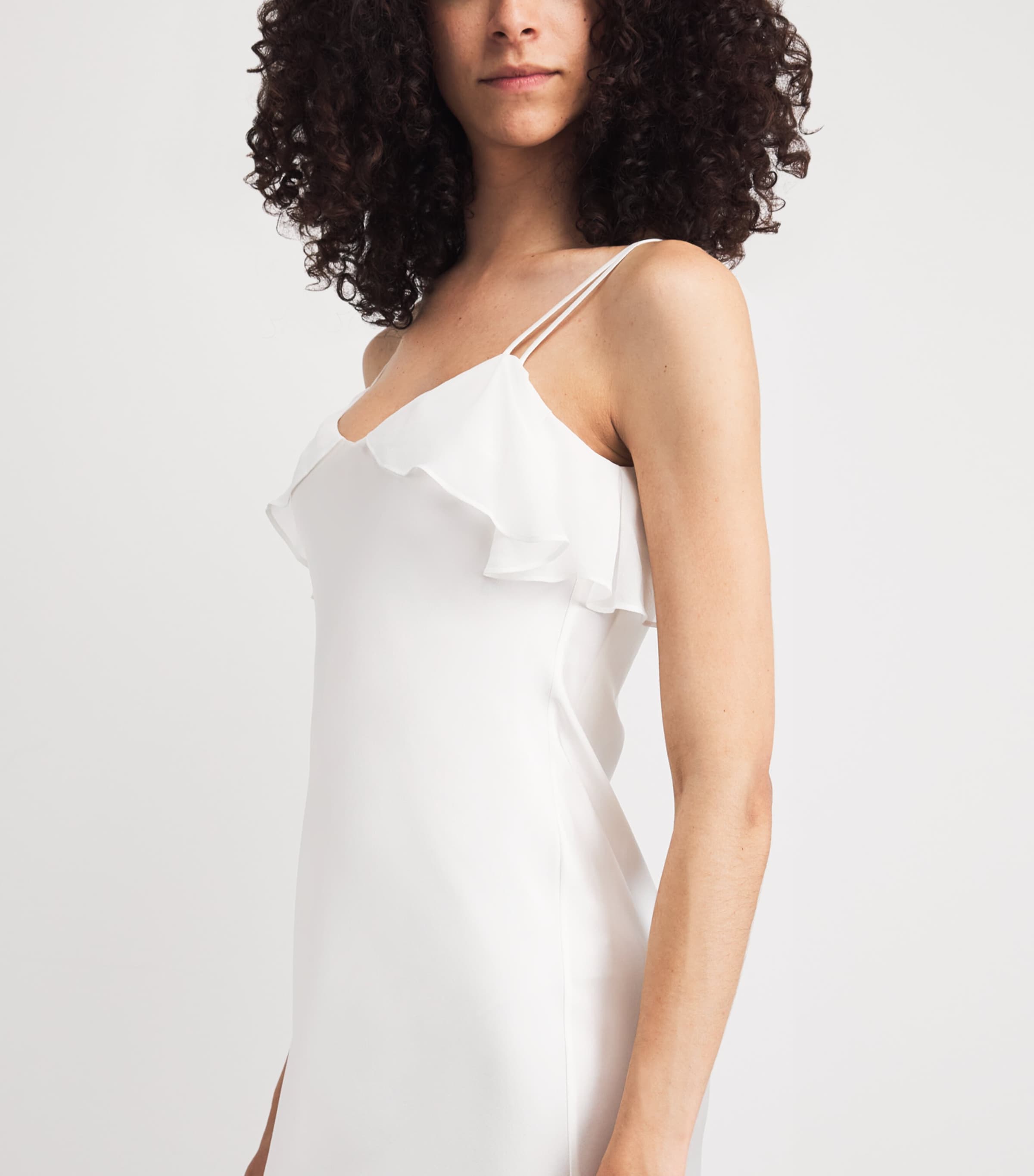MANITO Womens Mulberry Silk Aurora Midi Slip Dress White Image 3