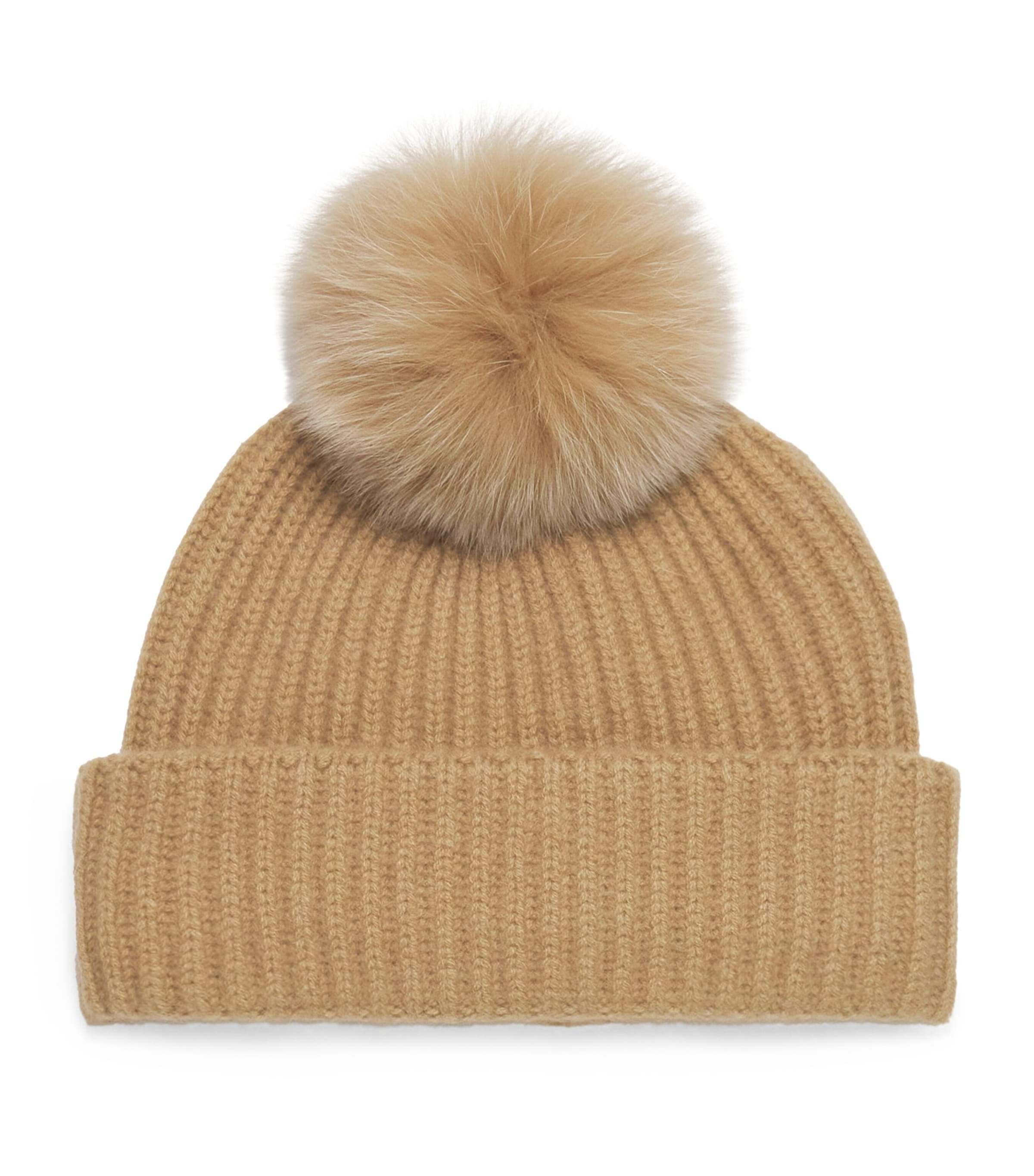 Yves Salomon Cashmere Fox-trim Beanie In Sand