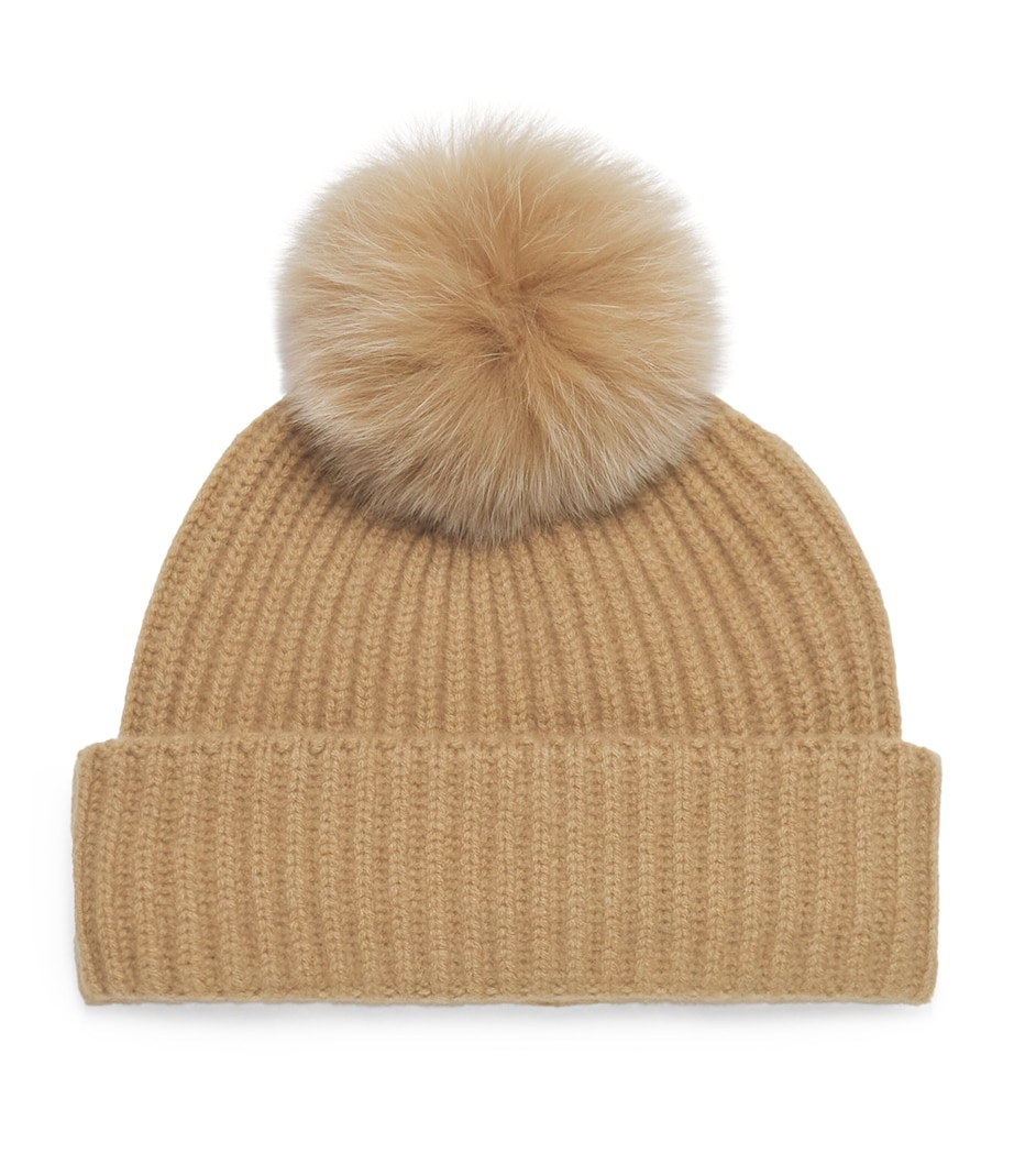 Cashmere Fox-Trim Beanie A2049 Image 1