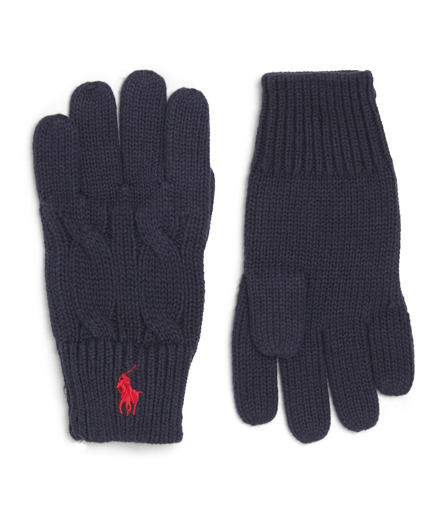 Cotton Mini Logo Gloves (6-9 Years) NAVY Image 1