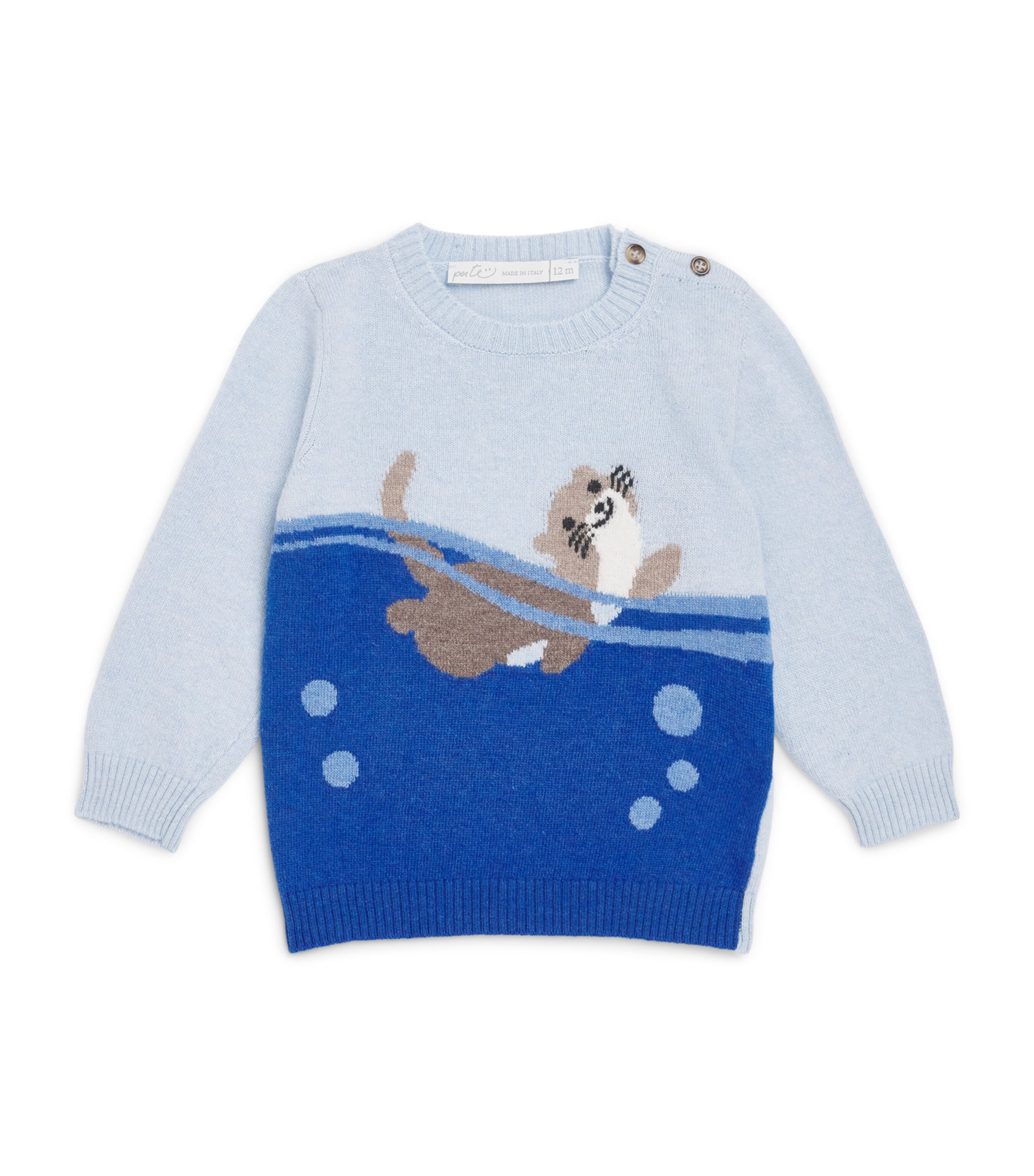 Per Te Jacquard Sea Lion Sweater (3-18 Months) Azzurro Baby Image 1