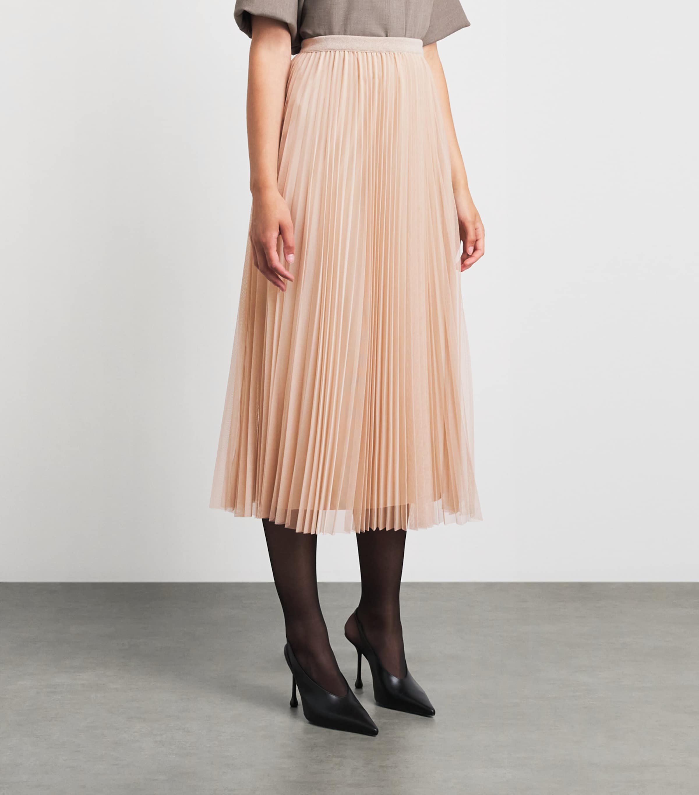 Fabiana Filippi Womens Tulle Pleated Midi Skirt Casha Image 4