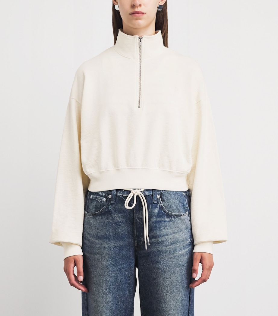 ÉTERNE Womens French Terry Cropped Sweatshirt Bone Image 4