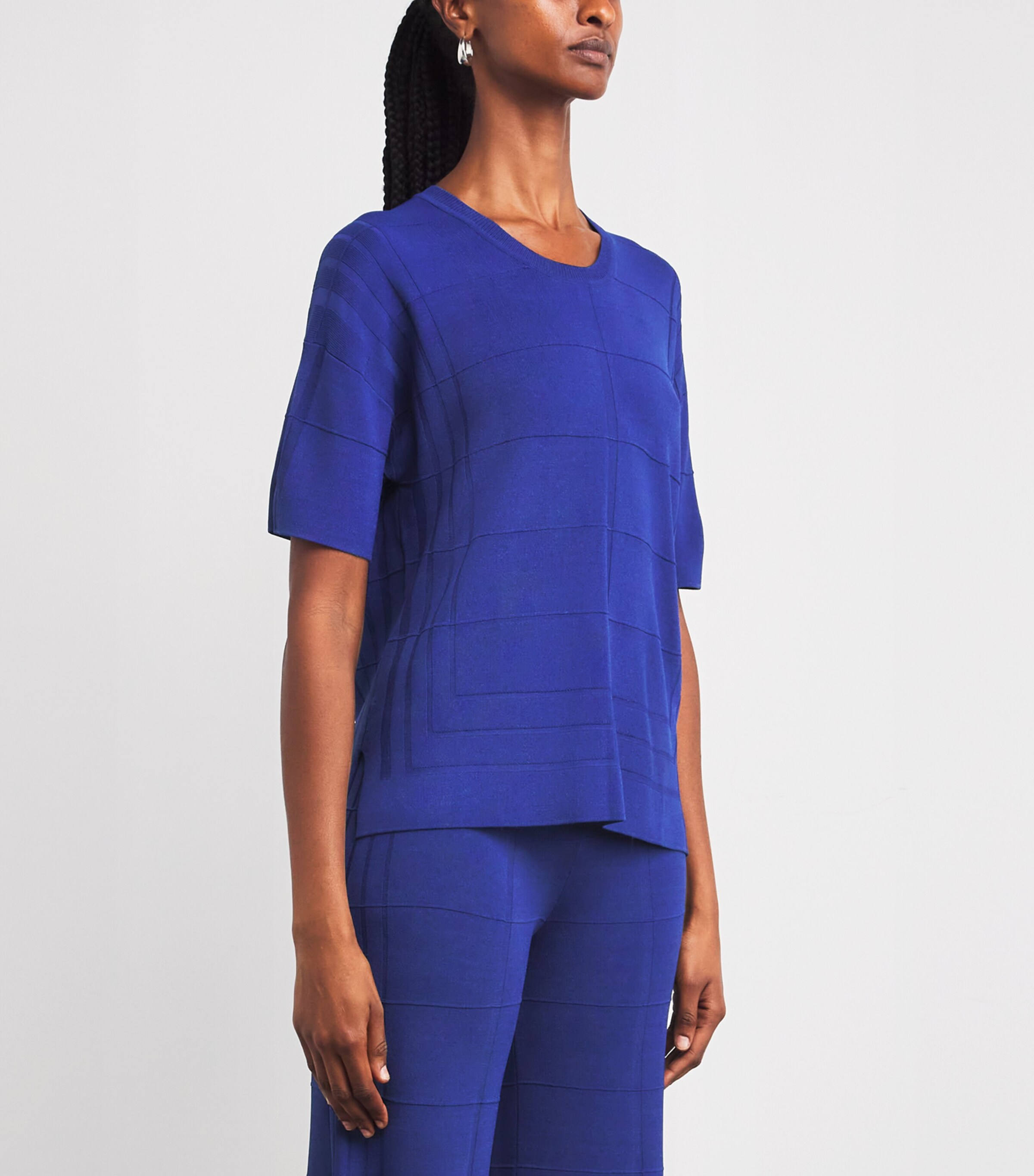 Joseph Womens Grid Knit T-Shirt Cobalt Image 3