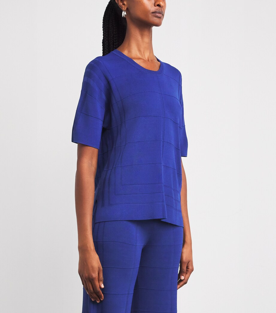 Joseph Womens Grid Knit T-Shirt Cobalt Image 3