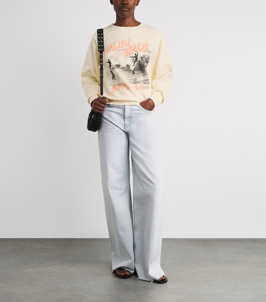 ANINE BING Womens Cotton Shrunken Harry Sweatshirt Ecru Image 2
