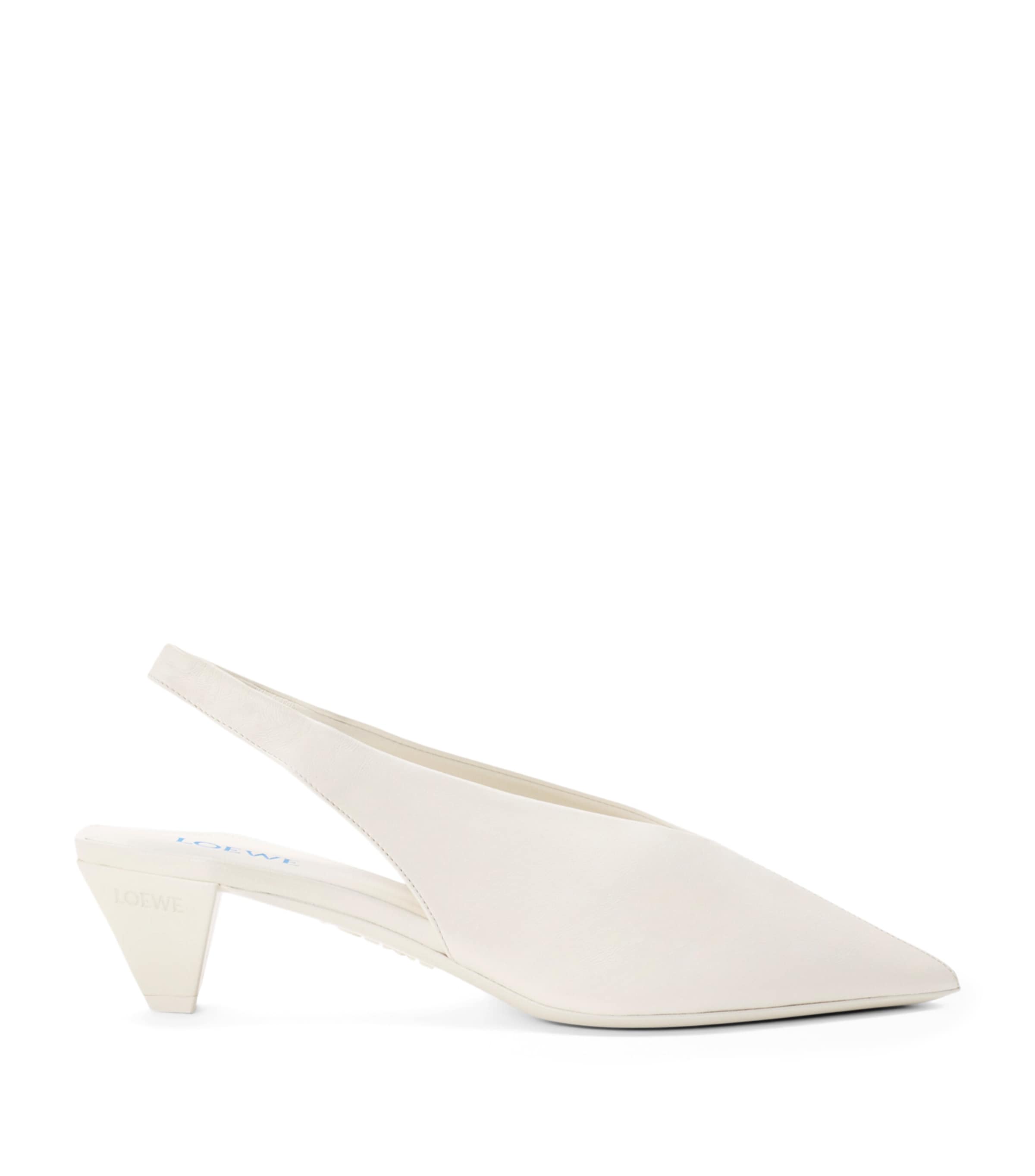 LOEWE Lambskin Origami Cubic Slingback Pumps 45 White Image 1