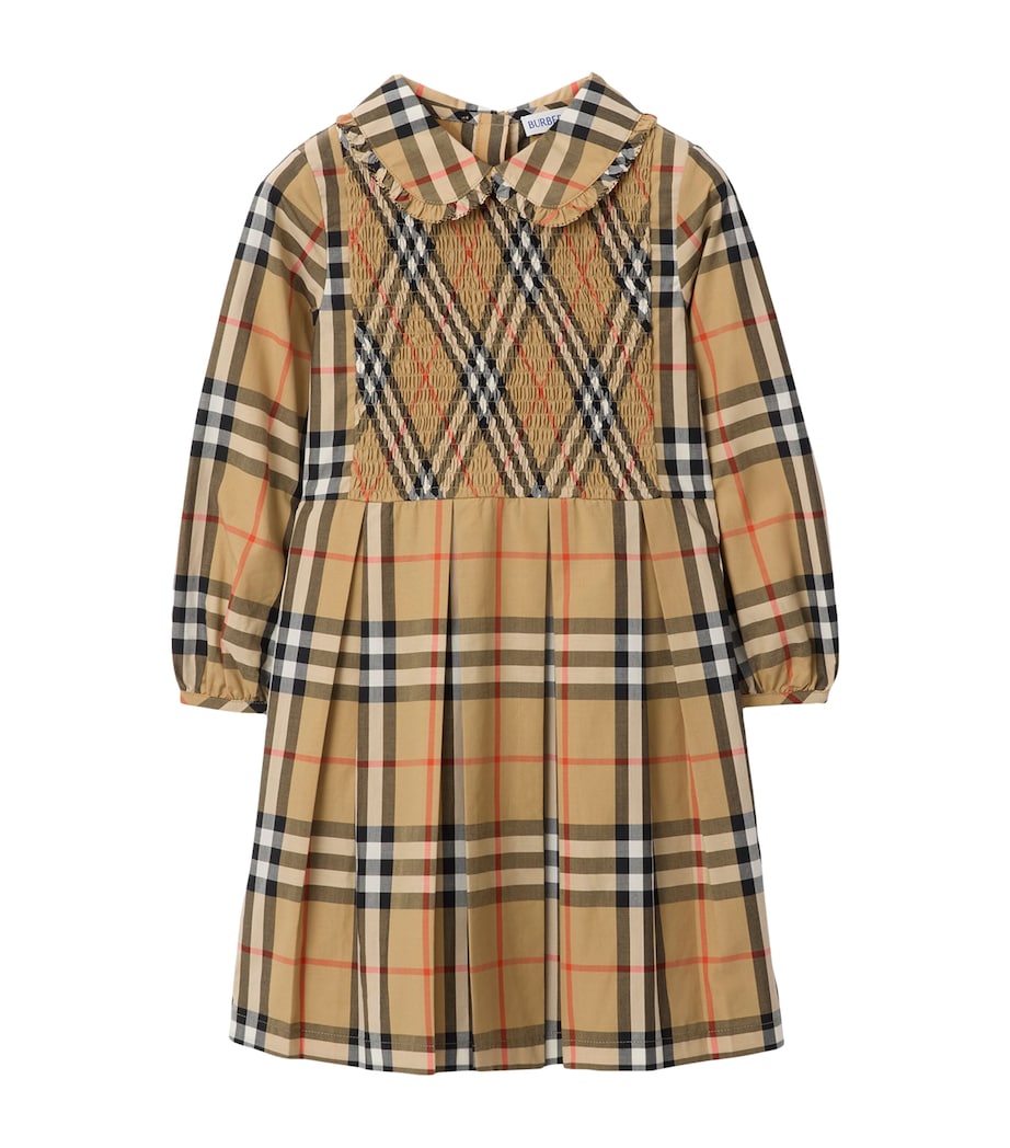Cotton Check Smocked Dress (3-12 Years) SAND IP CHECK Image 1