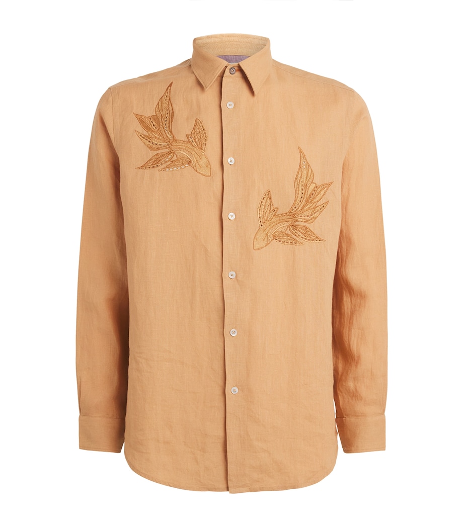 Paul Smith Mens Fish-Embroidered Linen Shirt Image 1