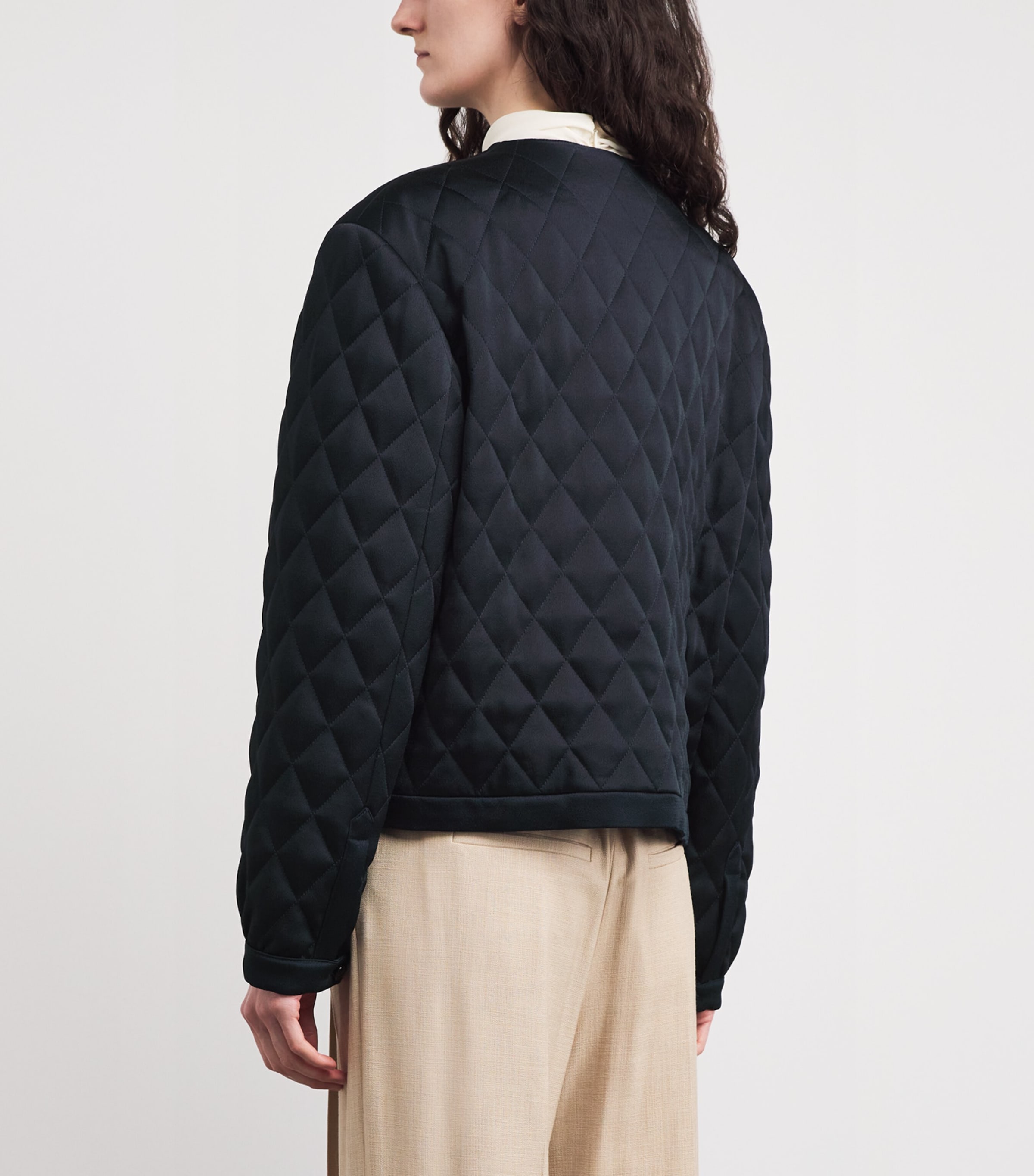 Quilted Gliss Cropped Jacket 0017 DARK NAVY Image 4