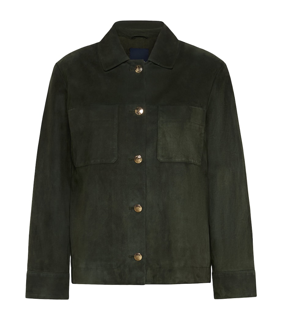 Max Mara Womens Suede Shirt Jacket Green Image 1