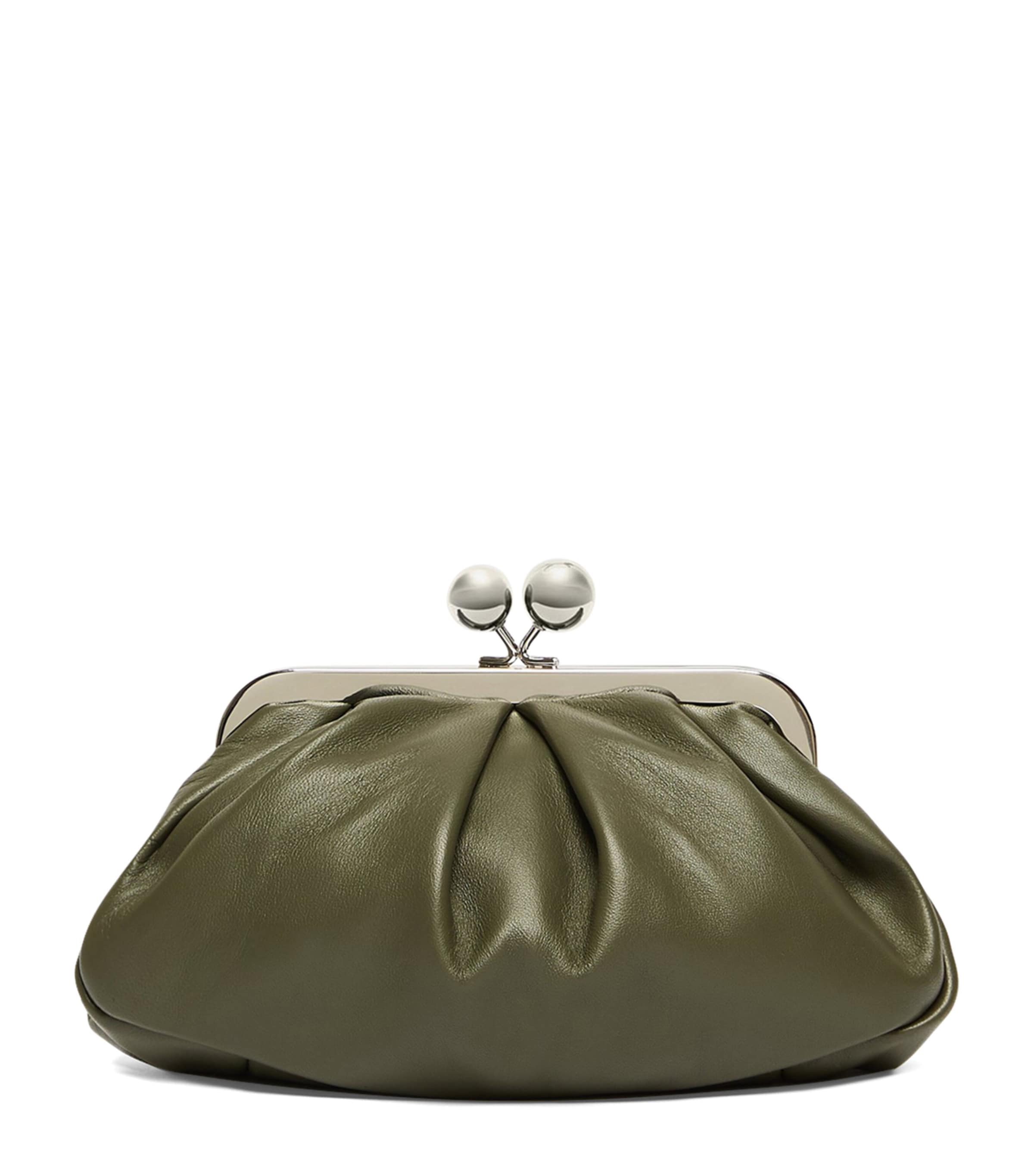 Weekend Max Mara Lambskin Pasticcino Clutch Bag Dark Green Image 1