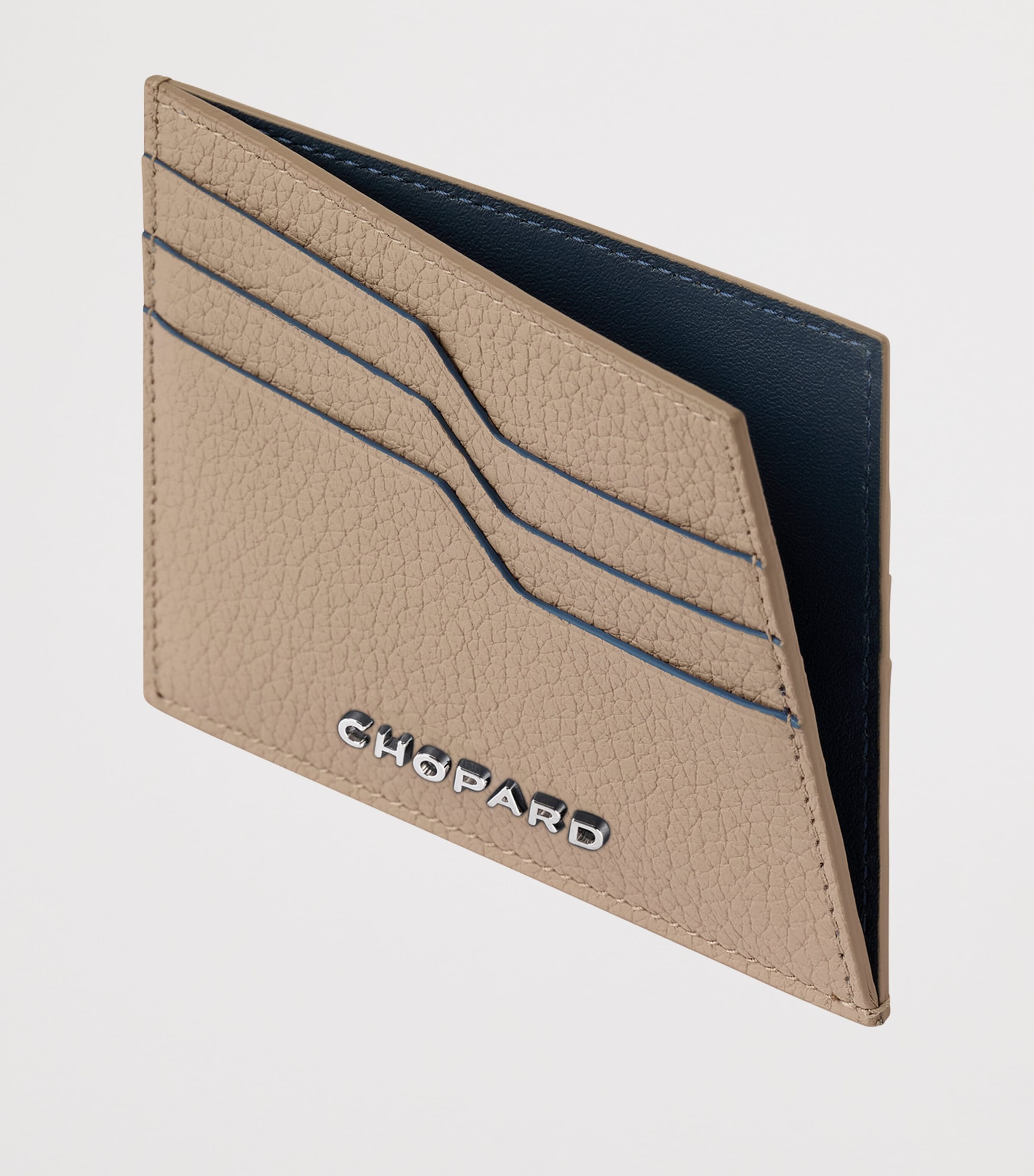 Small Leather Heritage Card Holder BEIGE/BLUE Image 2