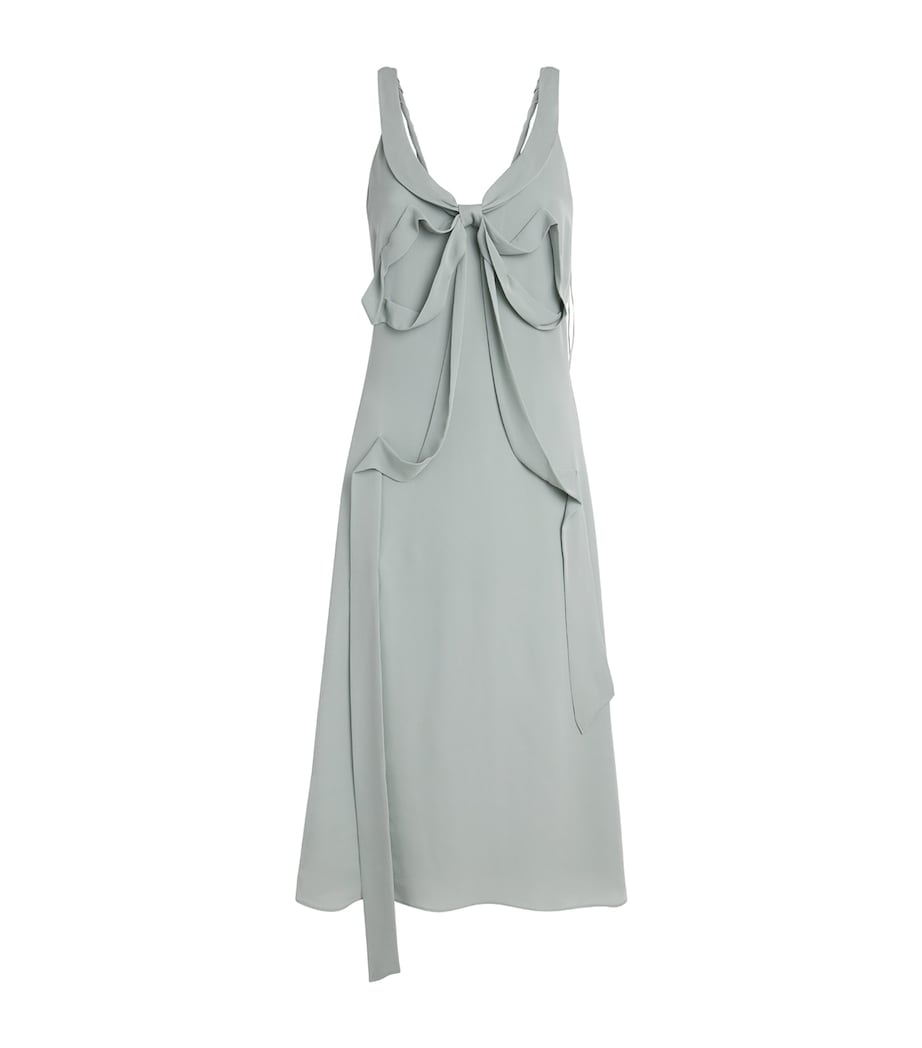 Acne Studios Womens Silk Bow-Appliqué Midi Dress Sage Green Image 1