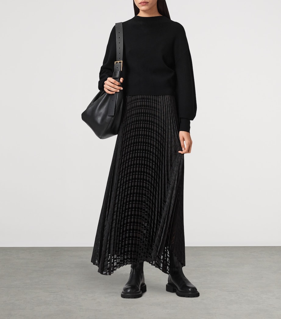 Pleated Sinead Sweater Dress BLACK Image 3