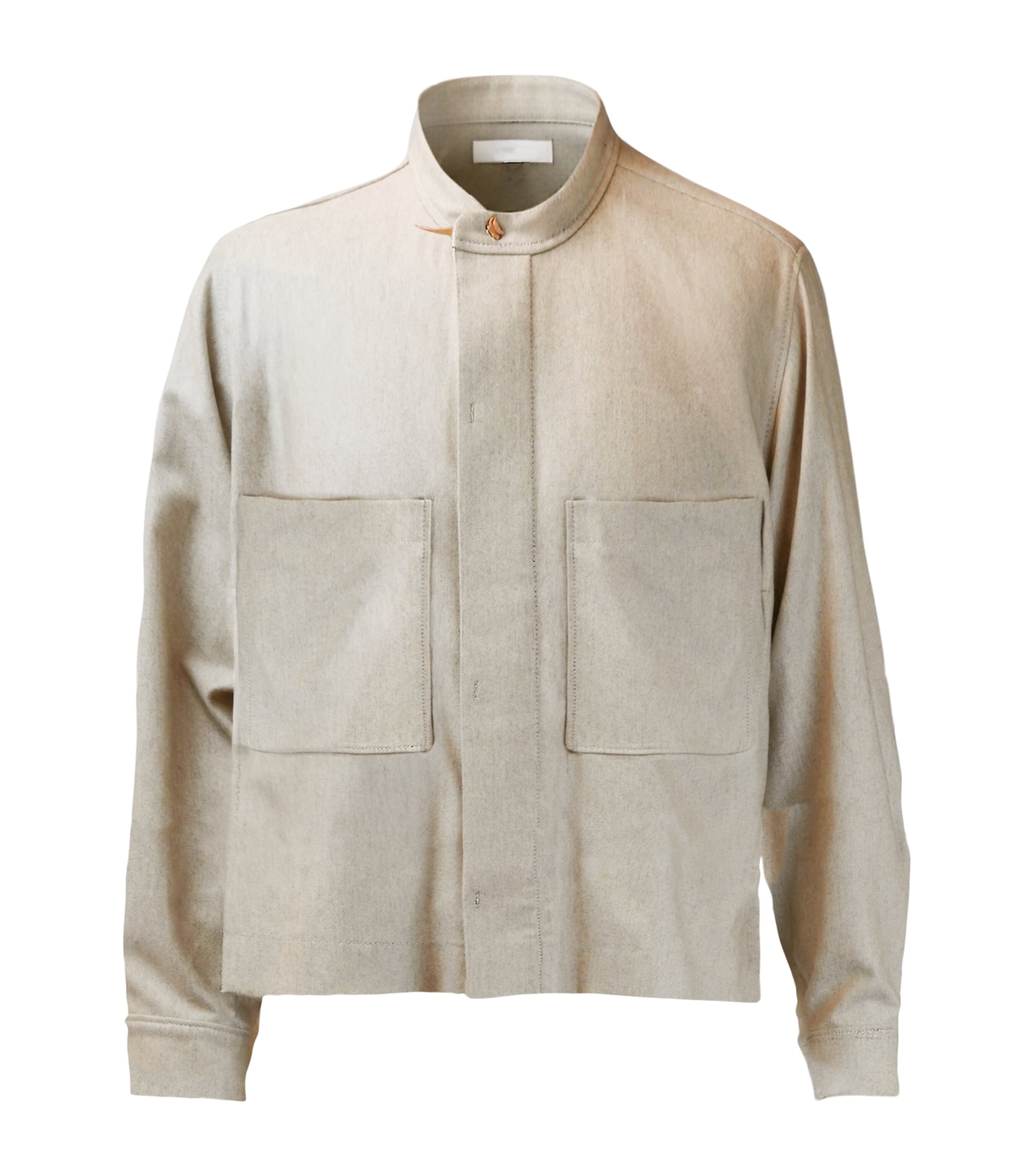 Alan Scott Mens Stretch-Cashmere-Cotton Denim Overshirt Natural Image 1