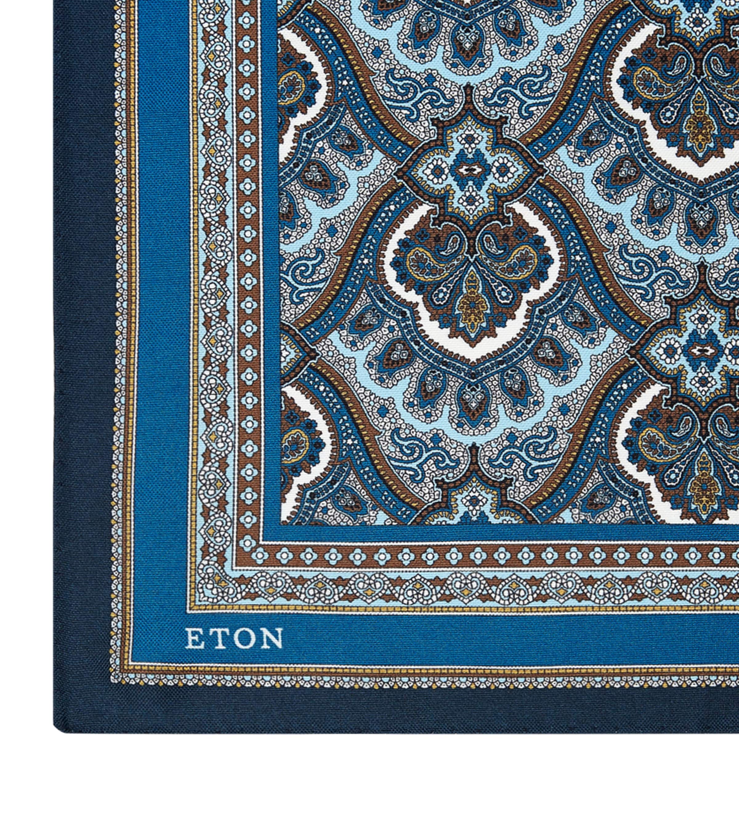 Silk Paisley Pocket Square 27-BLUE Image 2