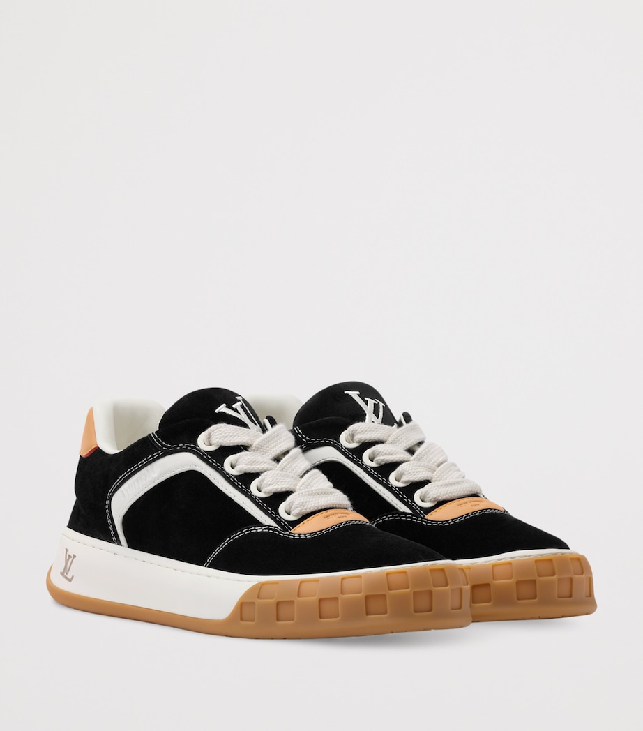 Suede Tilted Low-Top Sneakers BLACK Image 3