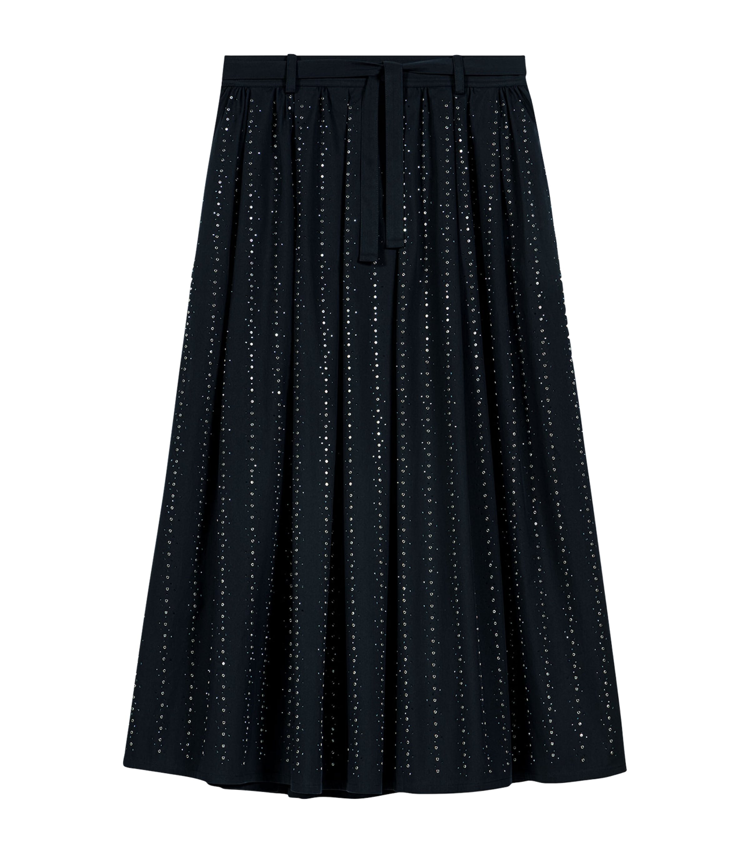 Maje Womens Rhinestone-Embellished Midi Skirt Navy Image 1