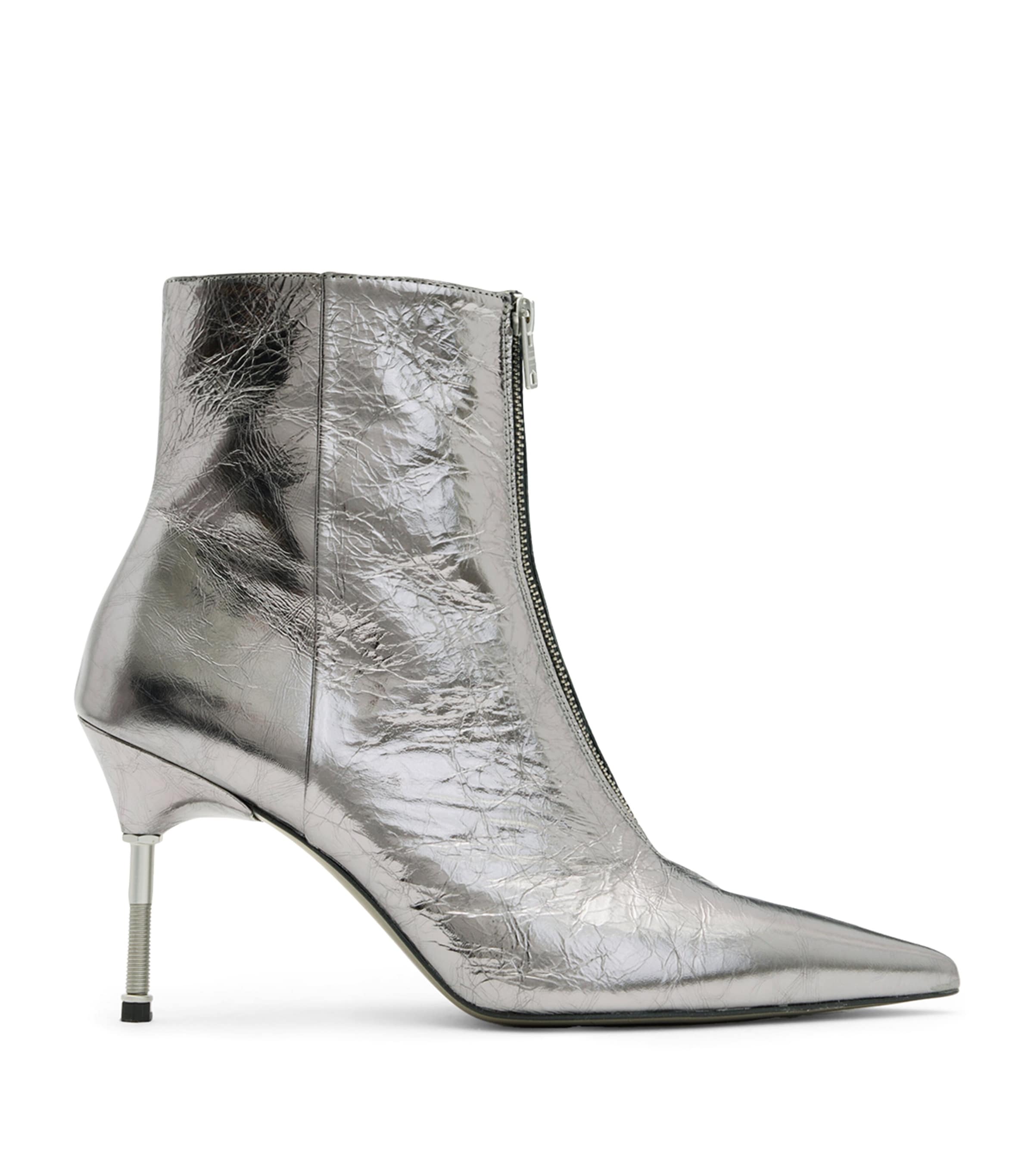 Allsaints Metallic Leather Natasha Boot 52 In Gray