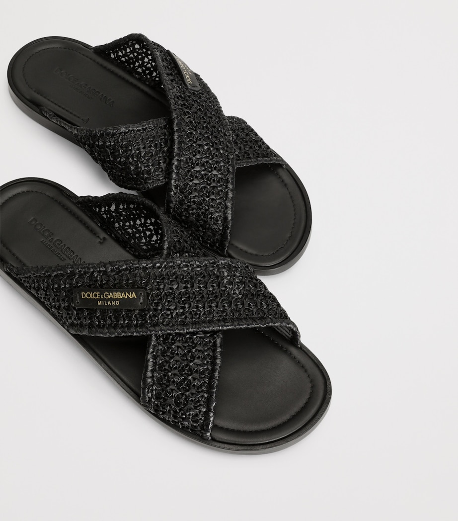 Dolce&Gabbana Woven Slides Black/black Image 4
