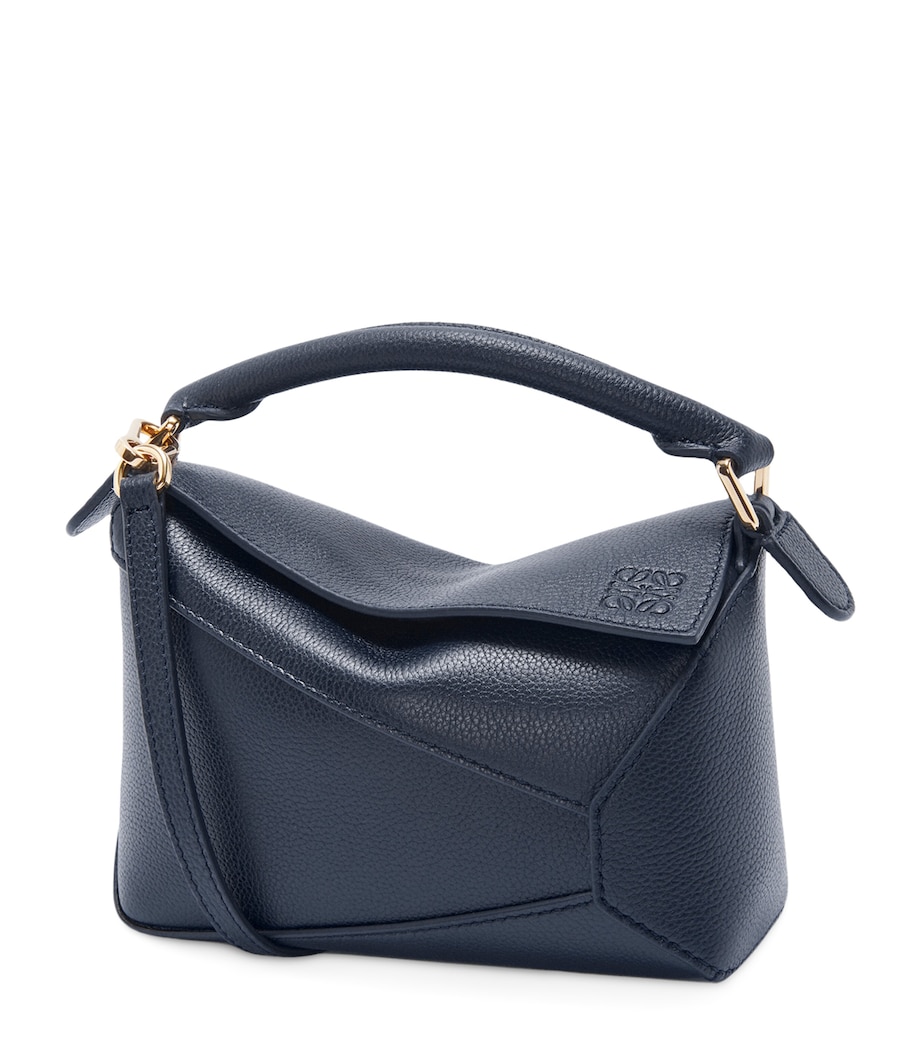 Mini Leather Puzzle Edge Top-Handle Bag DEEP NAVY Image 1
