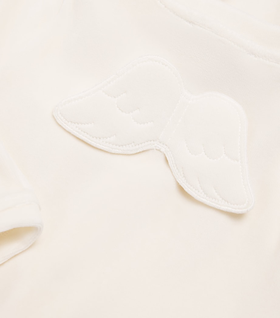 Marie-Chantal Velour Angel Wing All-In-One (3-18 Months) Cream Image 4