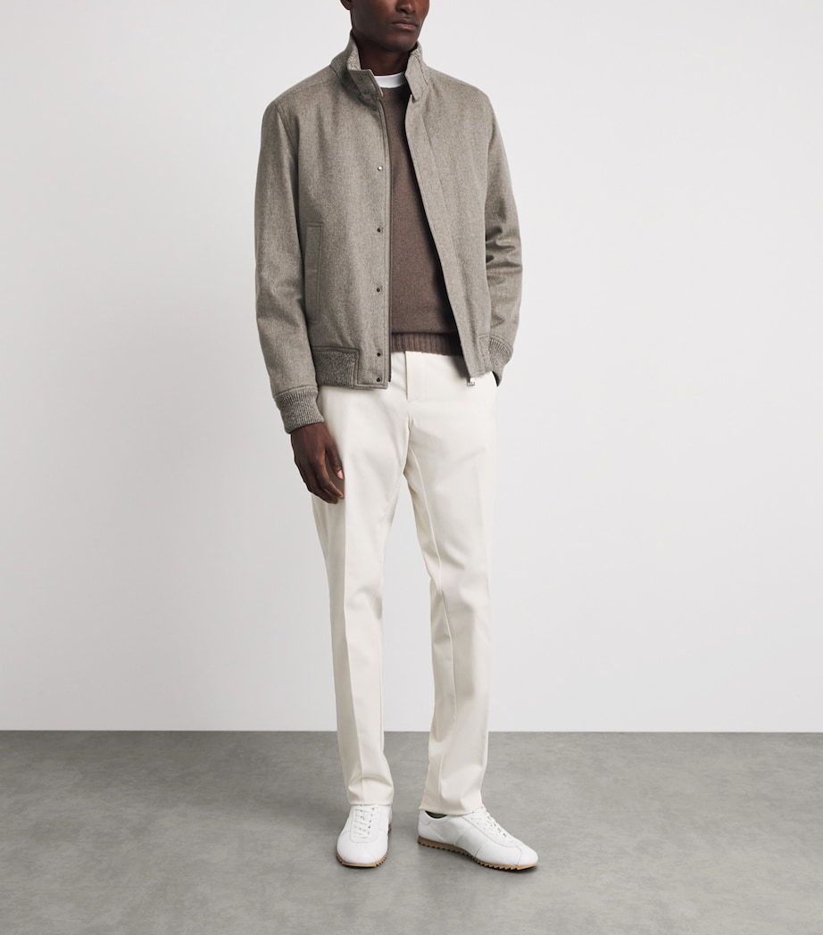Paul & Shark Mens Cashmere Felt Bomber Jacket Taupe Camoscio Image 2