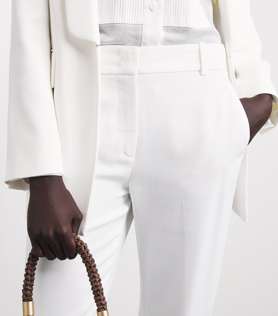 Eleventy Womens Wool-Blend New York Trousers Bianco Image 3