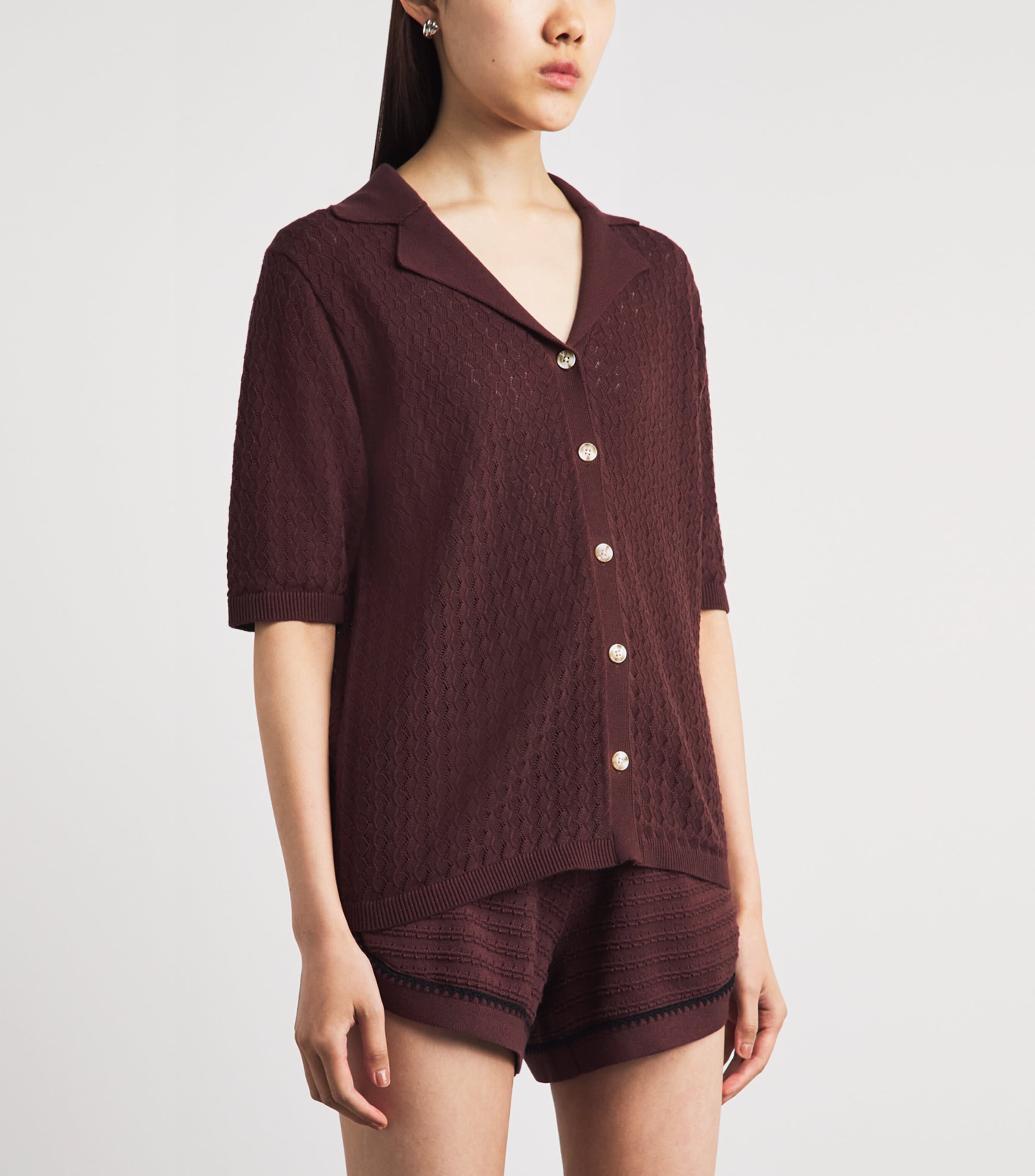 Varley Womens Cotton Knit Madelene Shirt Ironwood Image 4