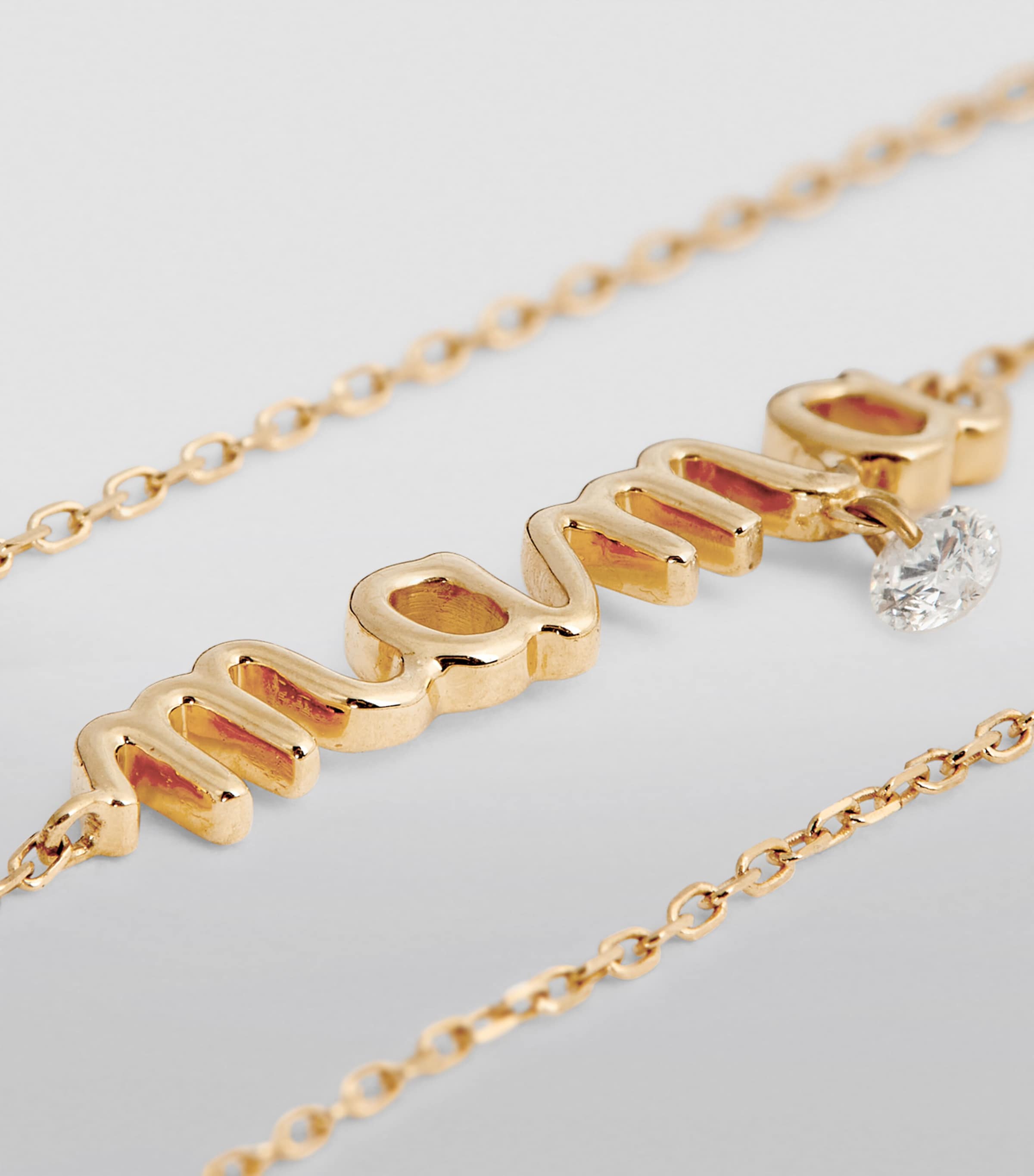 Yellow Gold and Diamond Around the Words Mama Bracelet GOLD Image 3