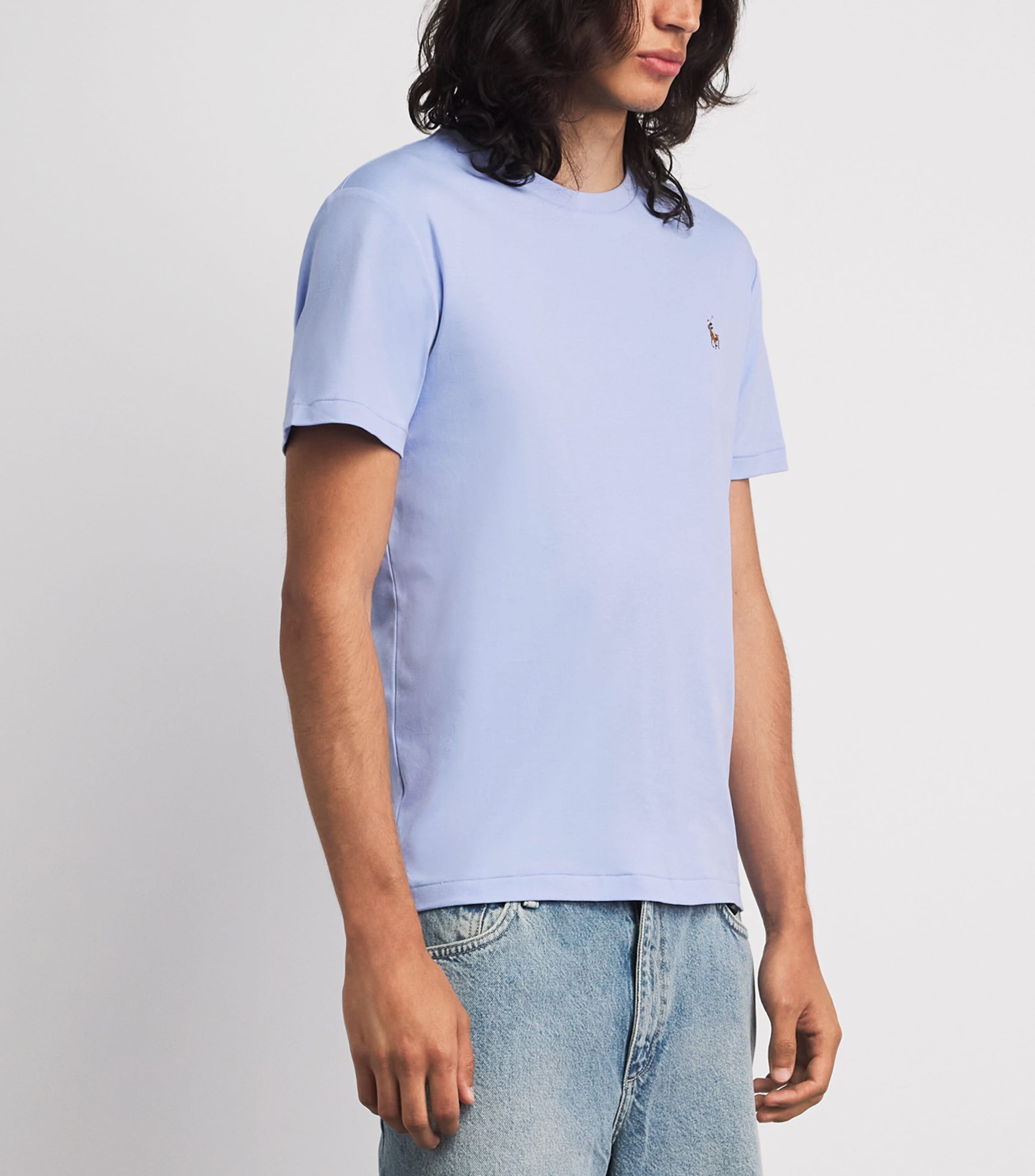 Polo Ralph Lauren Mens Pima Cotton Polo Pony T-Shirt Pebble Blue Image 4