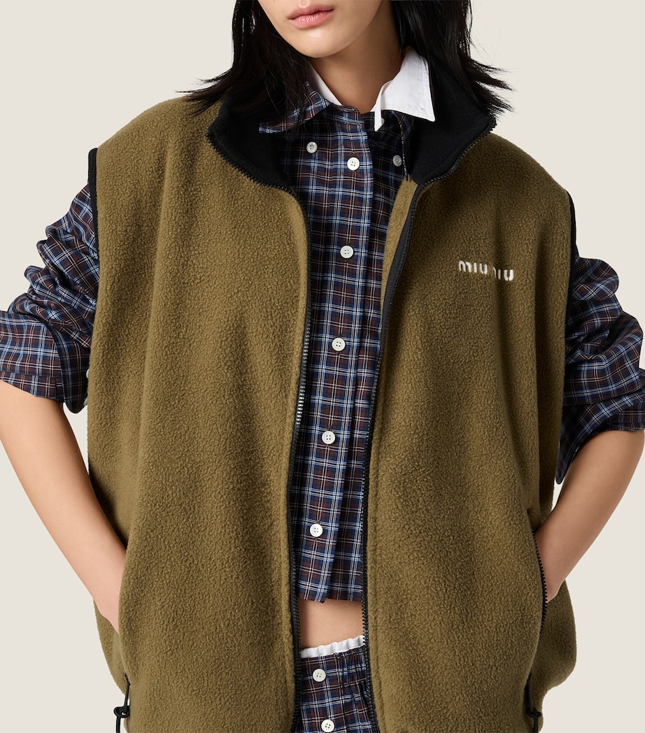 Miu Miu Womens Fleece Jersey Gilet Green Image 5