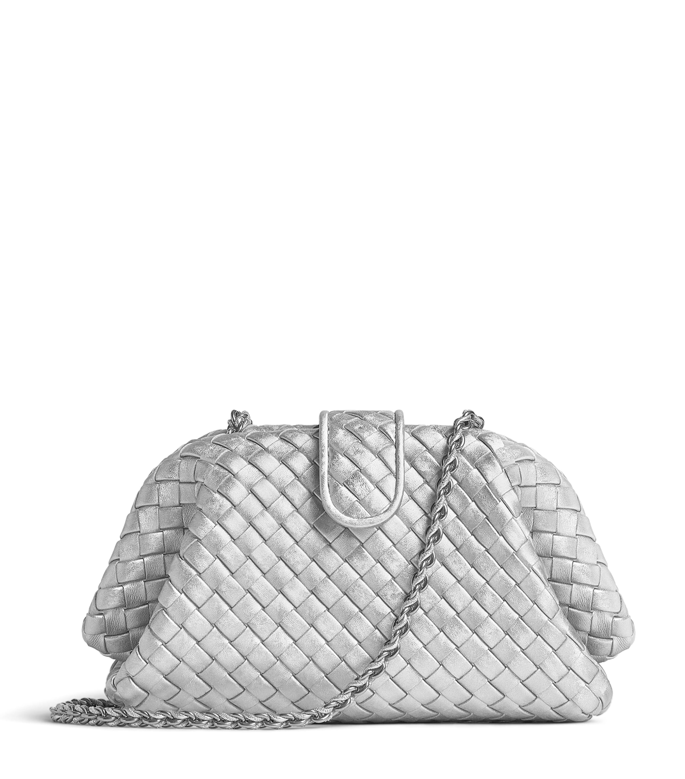 Bottega Veneta Small Lambskin Lauren 1980 Clutch Bag In Silver