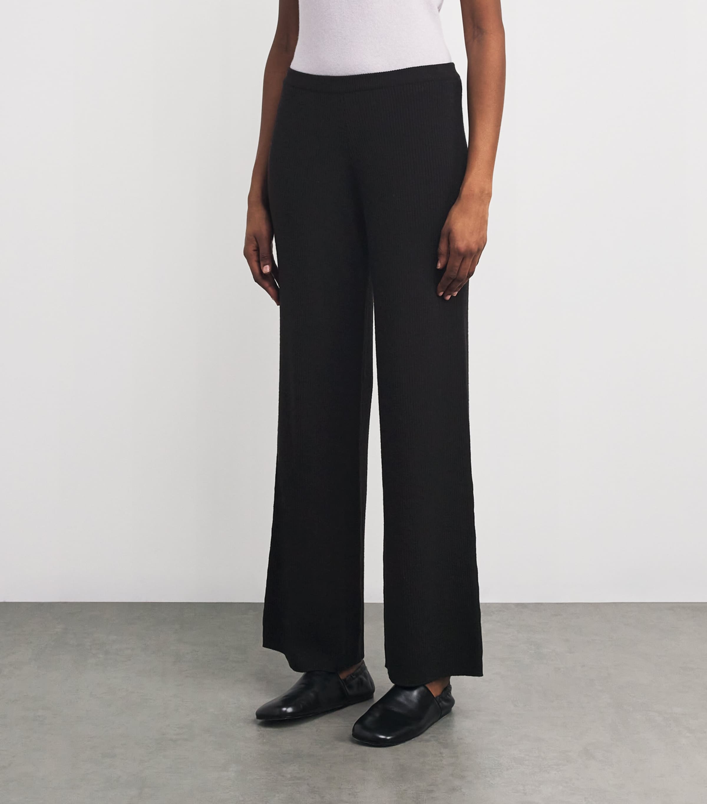 Johnstons Of Elgin Womens Merino Wide-Leg Trousers Black Image 3