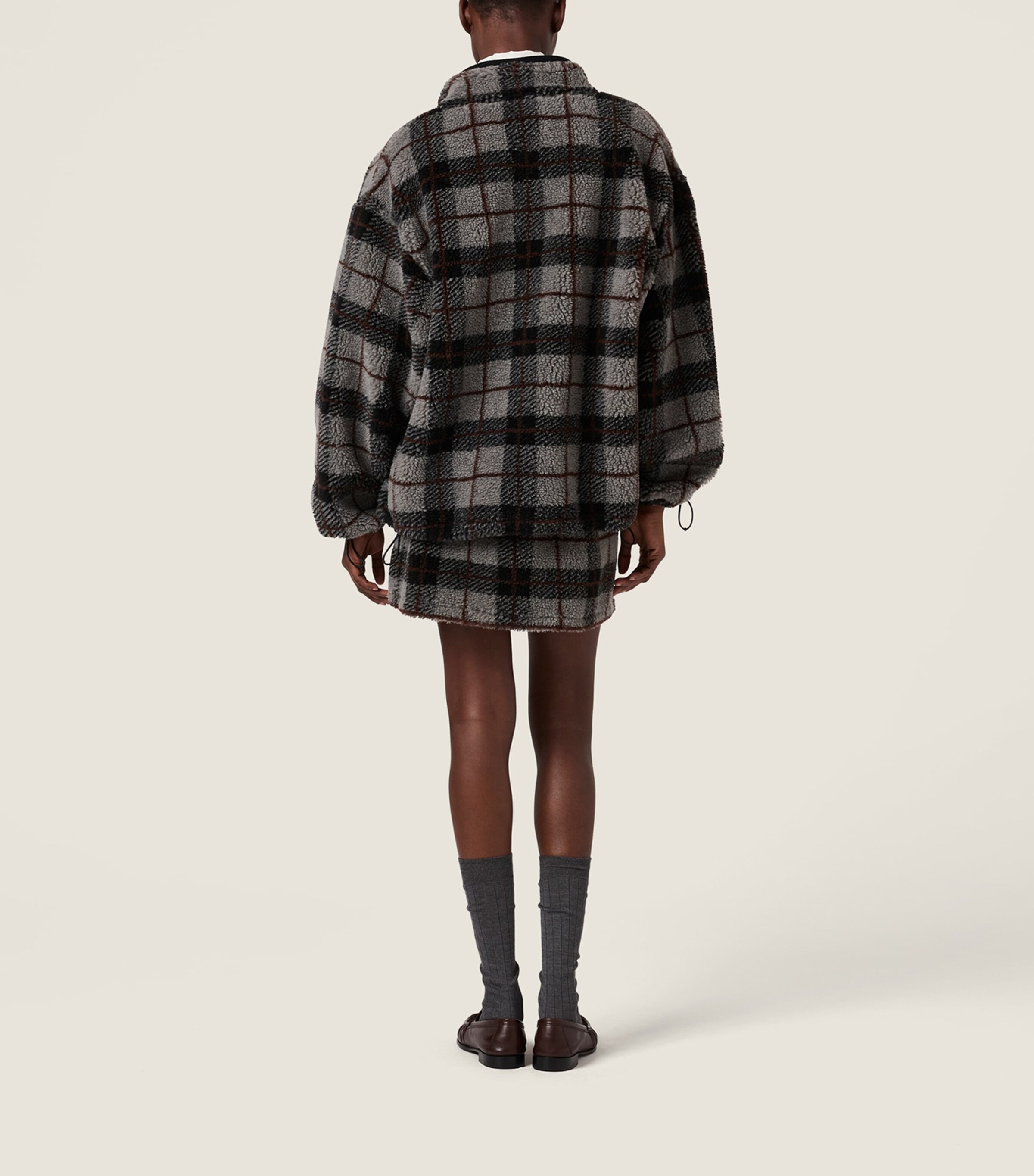 Miu Miu Womens Fleece Check Mini Skirt Image 3